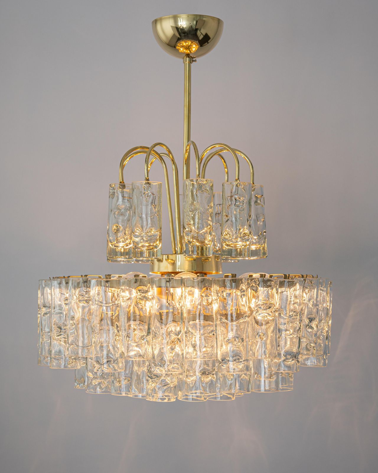 1376.0 Stunning Murano Ice Glass Tubes Chandelier By Doria, Germany, 1960s photo