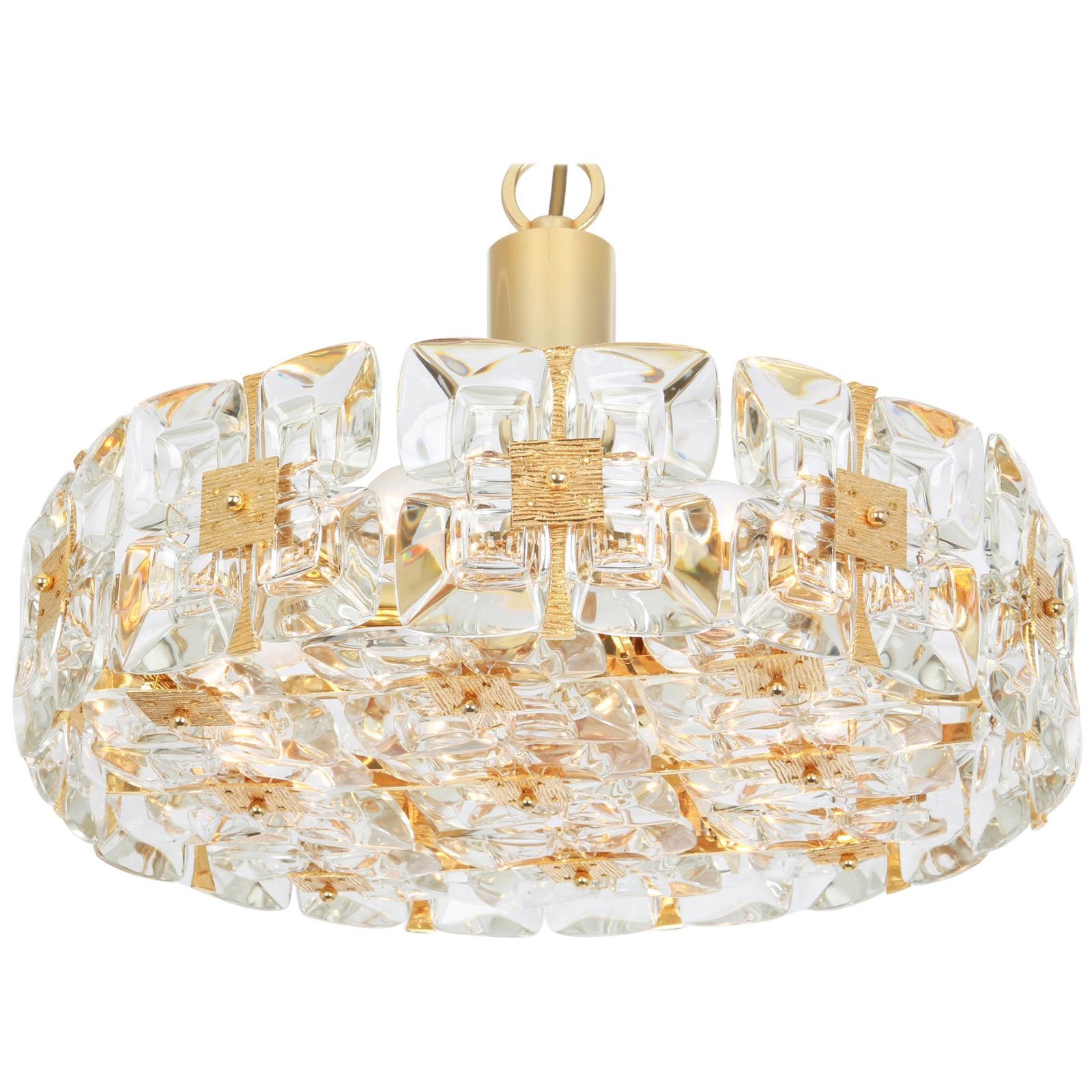 Gilt Brass And Crystal Chandelier, Sciolari Design By Palwa, Germany, 1970s