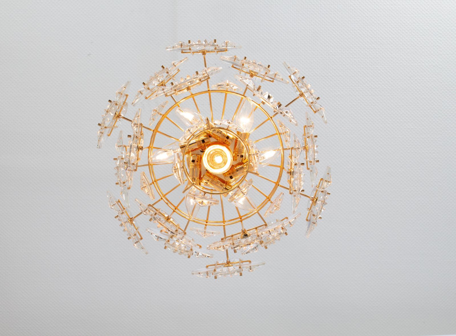 photo furniture 1 Of 2 Stunning Chandelier, Brass And Crystal Glass By Kinkeldey, Germany, 1970s
