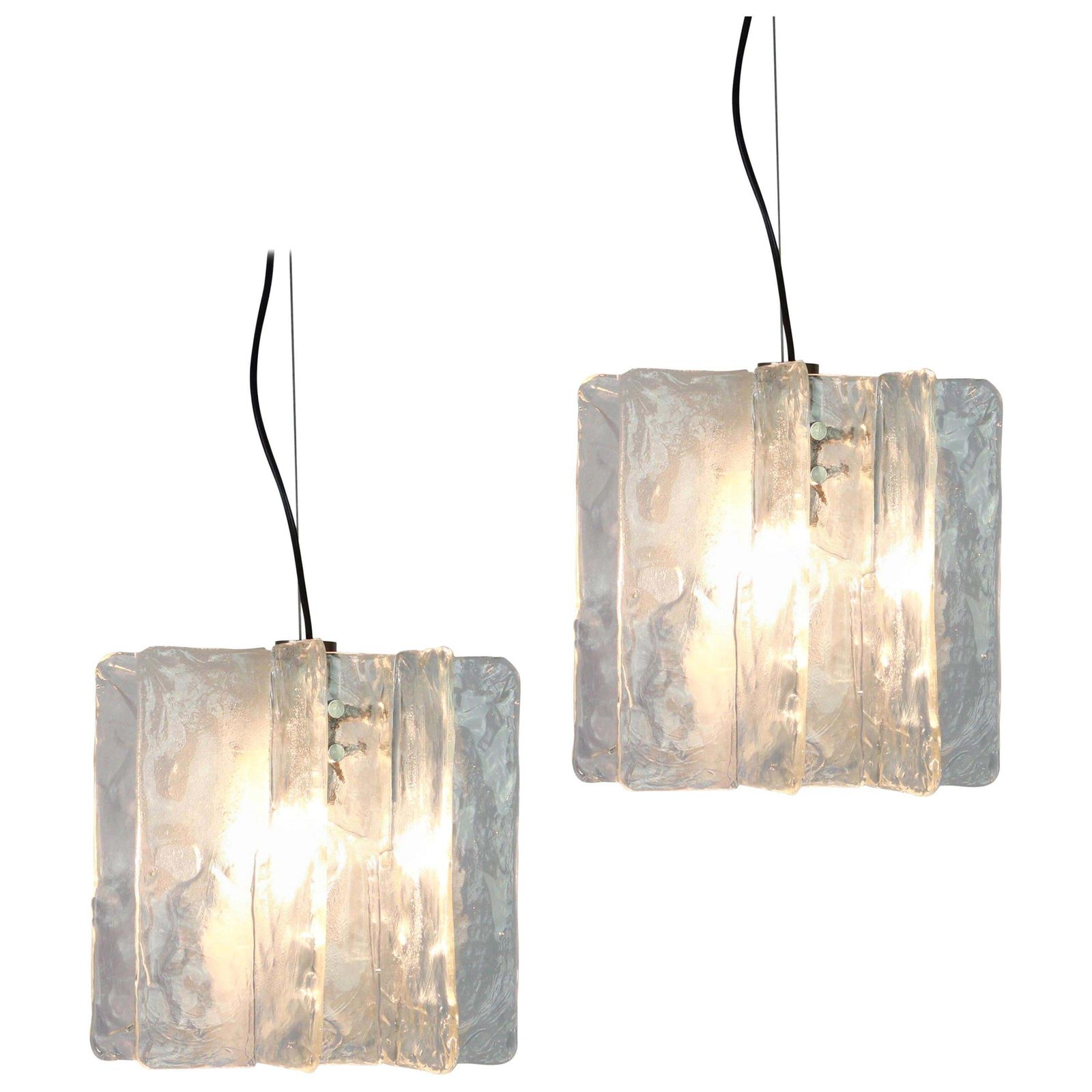 1 Of 2 Murano Glass Chandelier Designed By Carlo Nason For Mazzega, 1970s