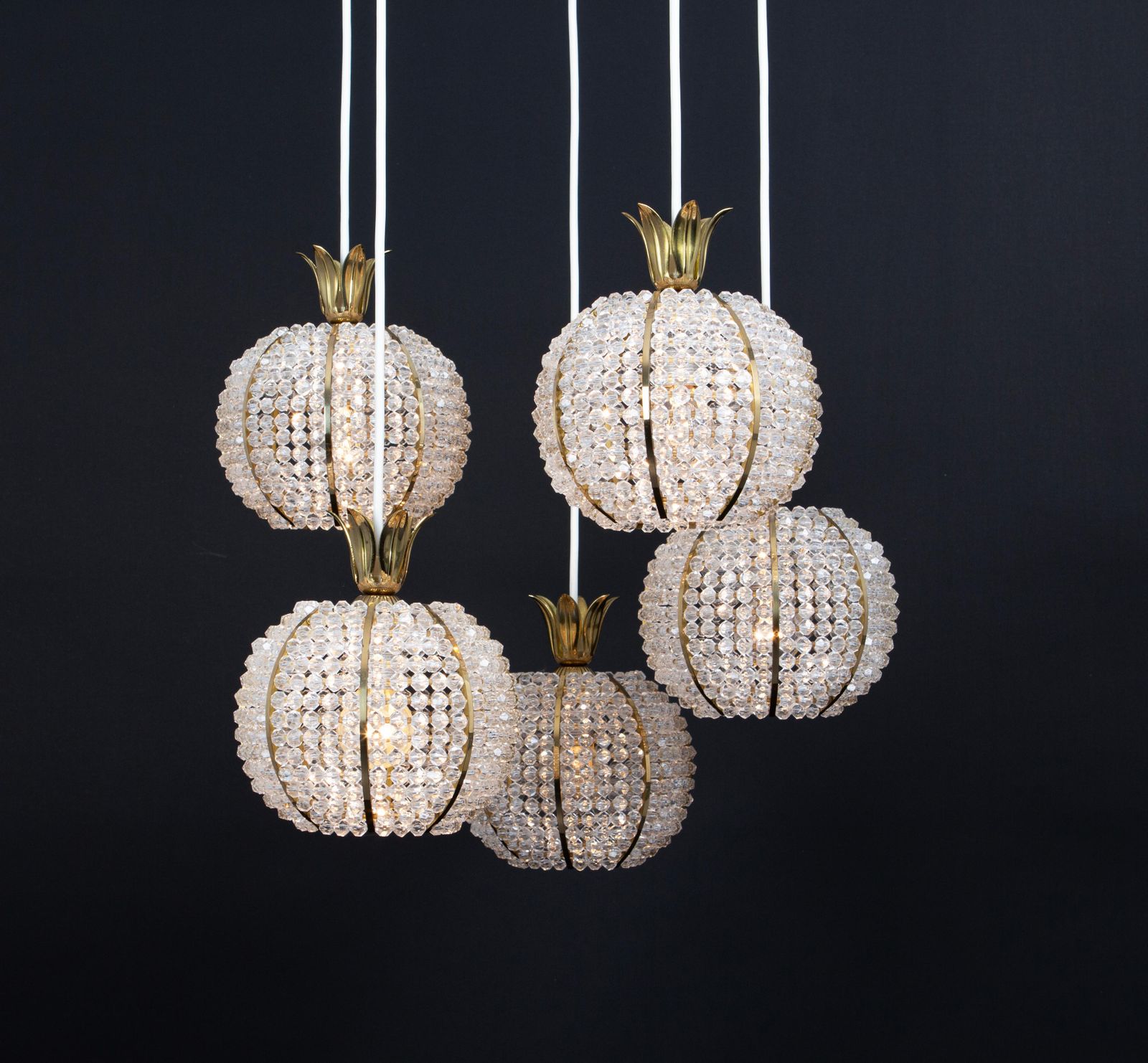 1547.0 Cascade Pendant Lamp By Emil Stejnar For Rupert Nikoll, Pineapple Design, 1960s photo