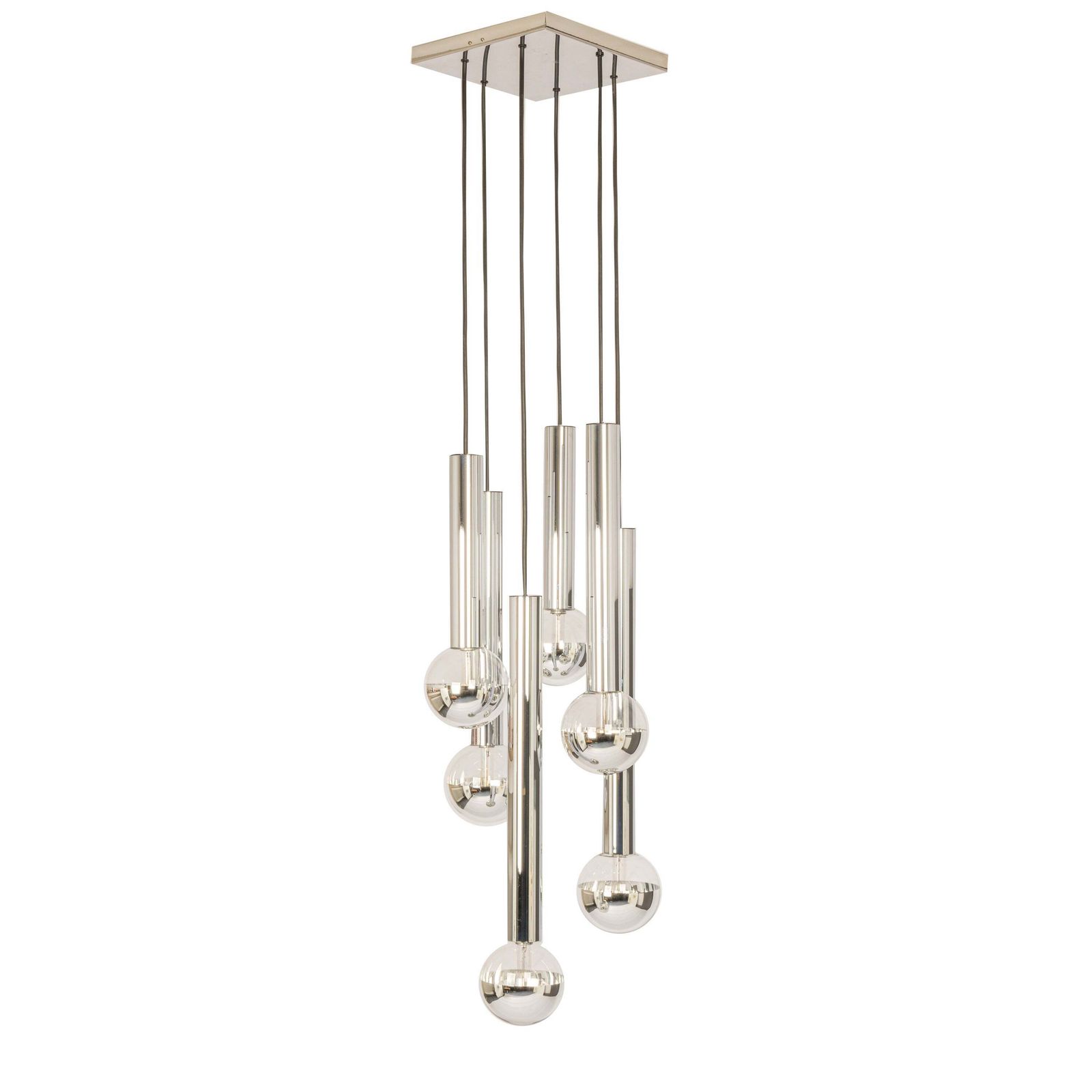 1 Of 2 Large Designer Cascading Chandelier For Staff Leuchten, Germany, 1970s