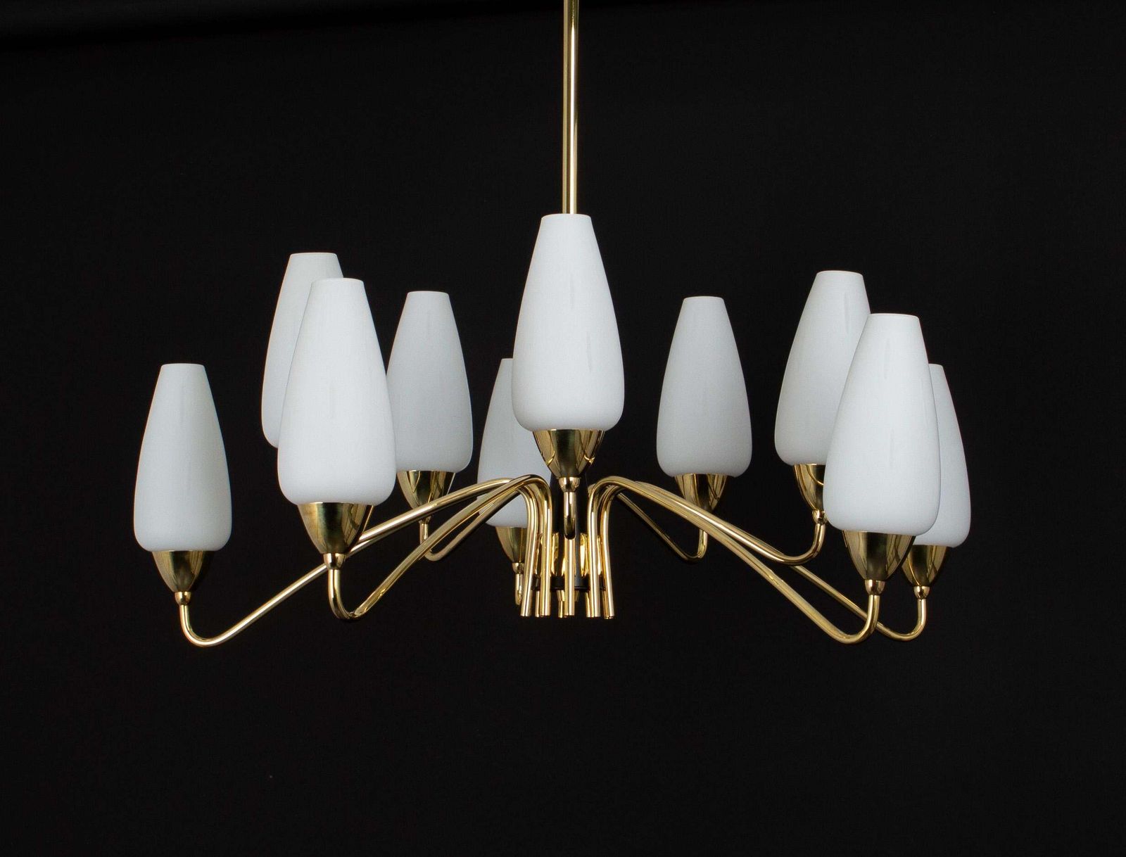 Large Italian Glass Sunburst Chandelier, Stilnovo Style, 1950s photo buy