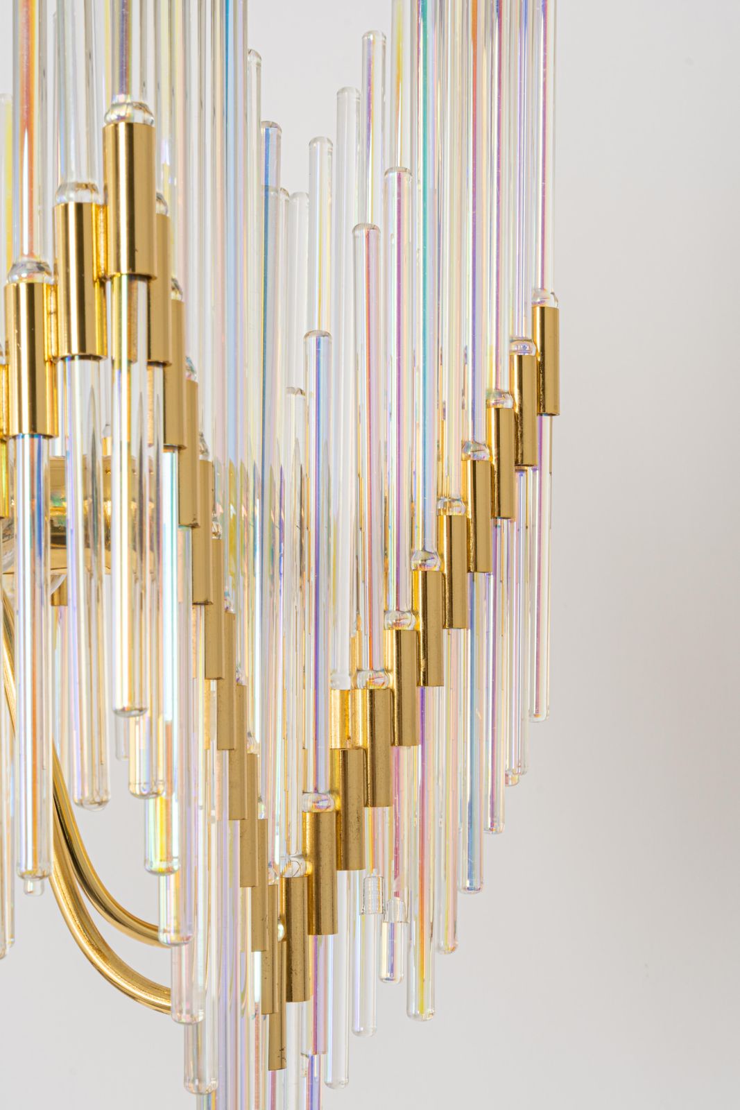 Stunning Gilt Brass And Crystal Glass Rods Chandelier By Palwa, Germany, 1970s photo Lighting