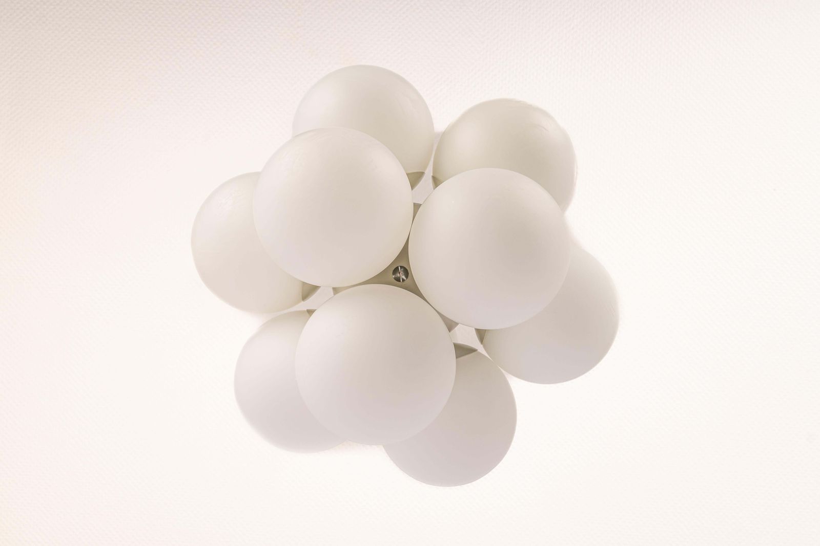 1 Of 3 Kaiser Sputnik Molecular Shape Chandelier, 12 Opal Glass, Germany, 1970s photo 1633.0