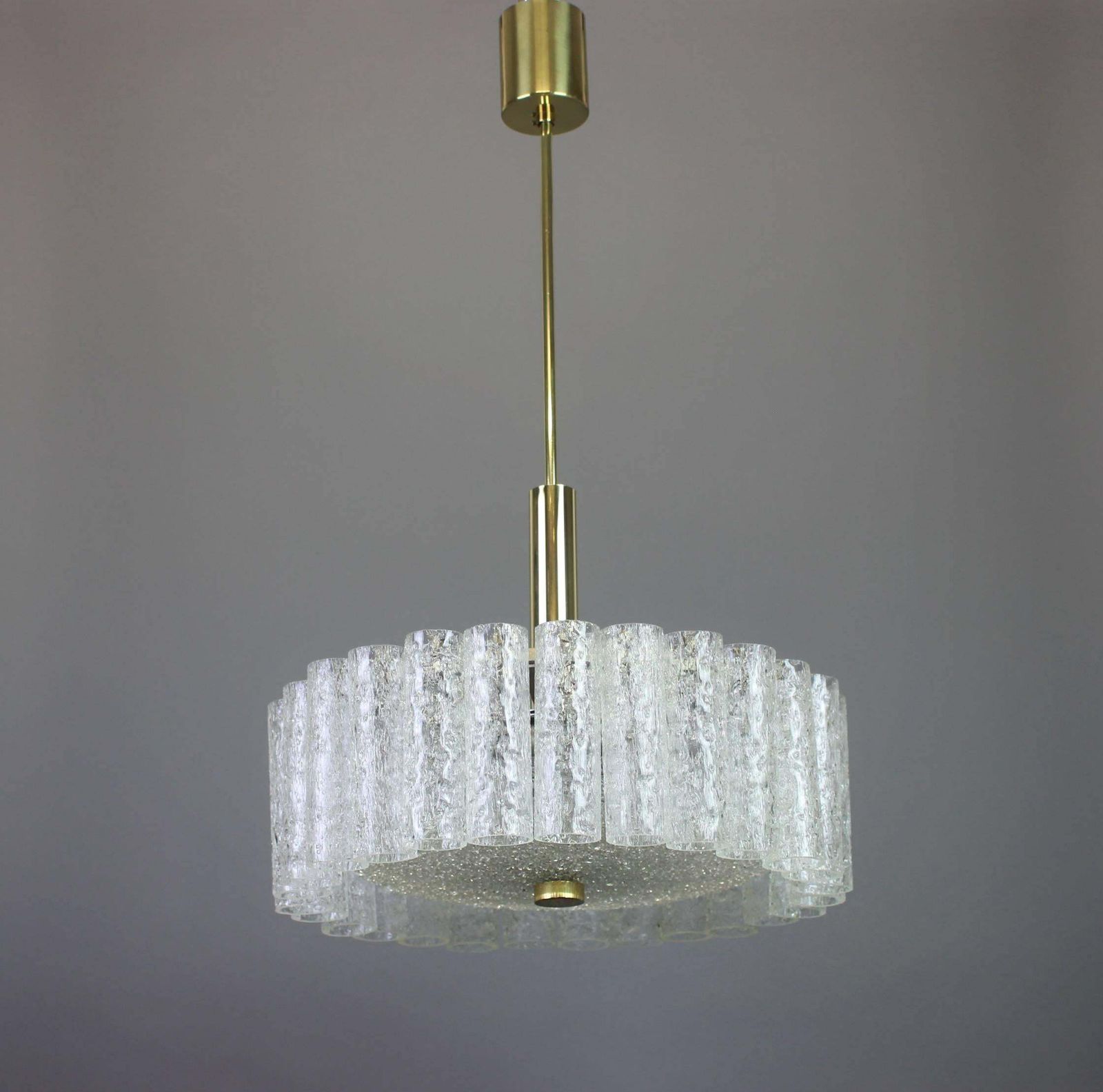 Stunning Murano Ice Glass Tubes Chandelier By Doria, Germany, 1970s photo Lighting