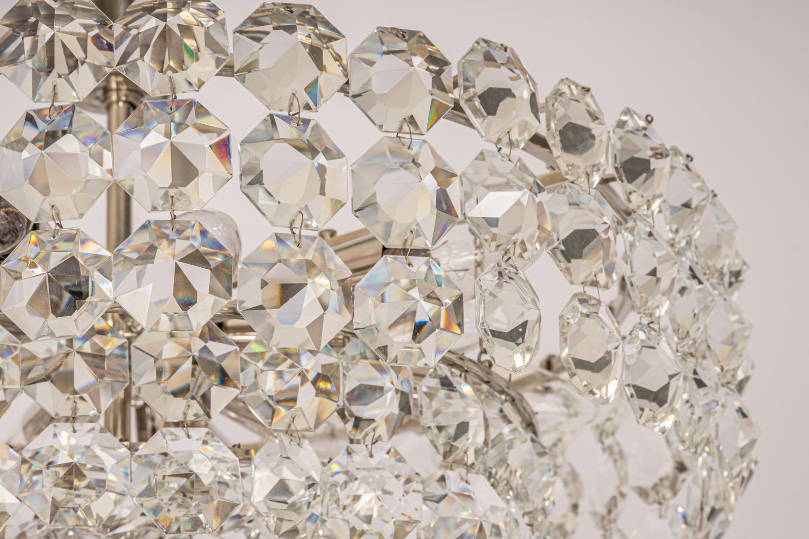 Bakalowits Chandelier, Chrome And Crystal Glass, Austria, 1960s photo 1633.0