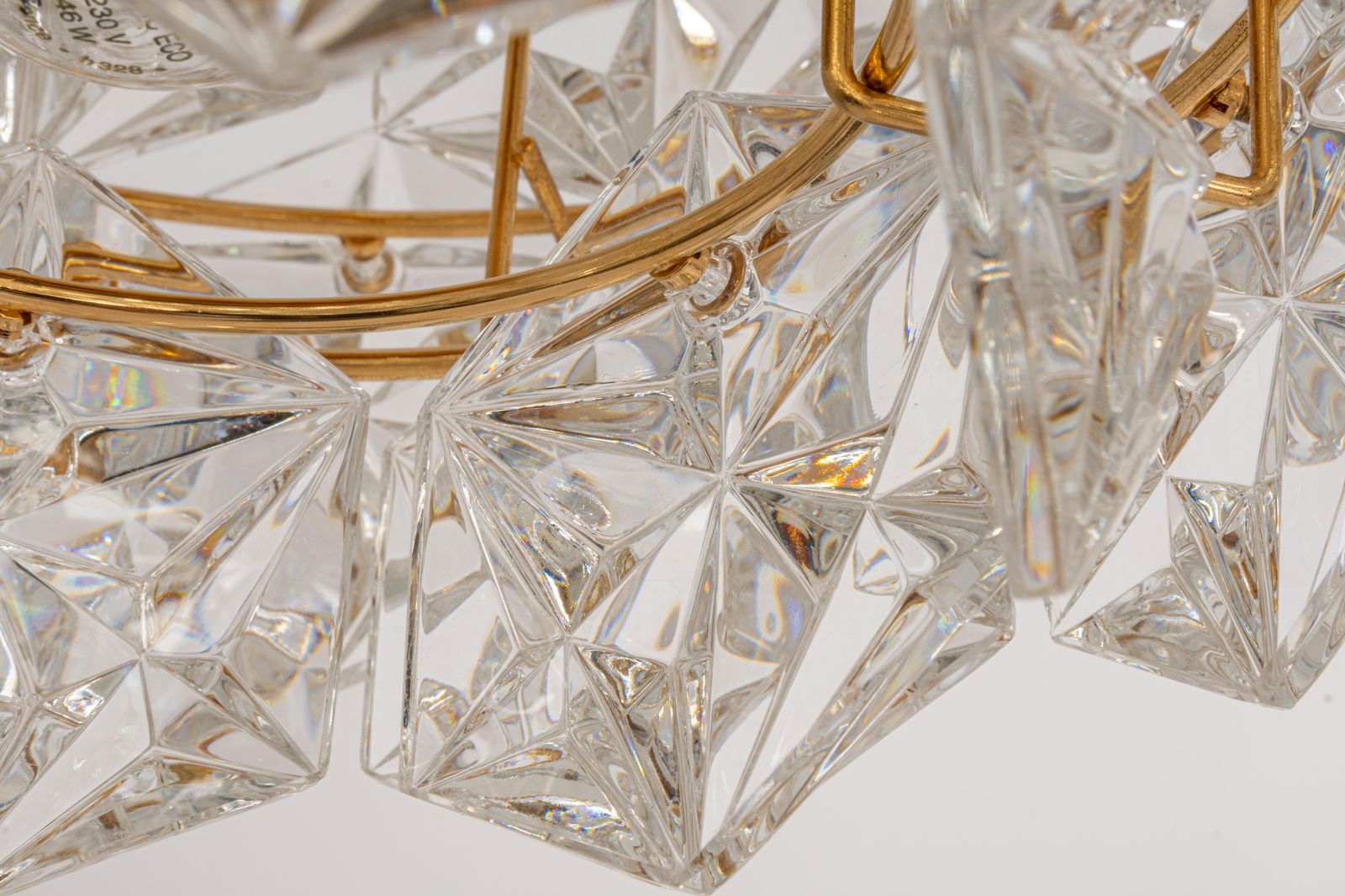 1 Of 2 Petite Chandeliers, Brass And Crystal Glass By Kinkeldey, Germany, 1970s photo buy