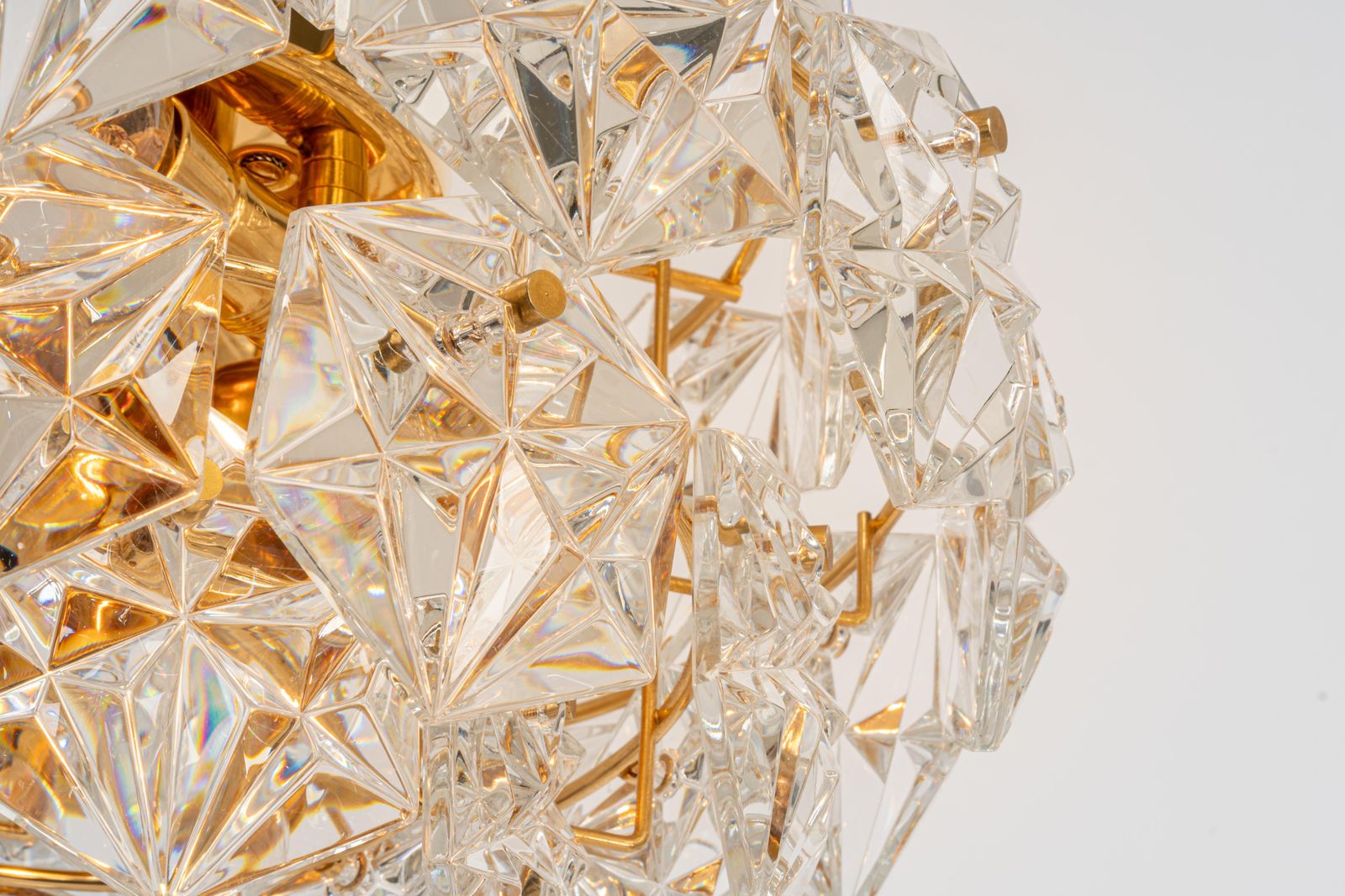 1633.0 1 Of 2 Petite Chandeliers, Brass And Crystal Glass By Kinkeldey, Germany, 1970s photo