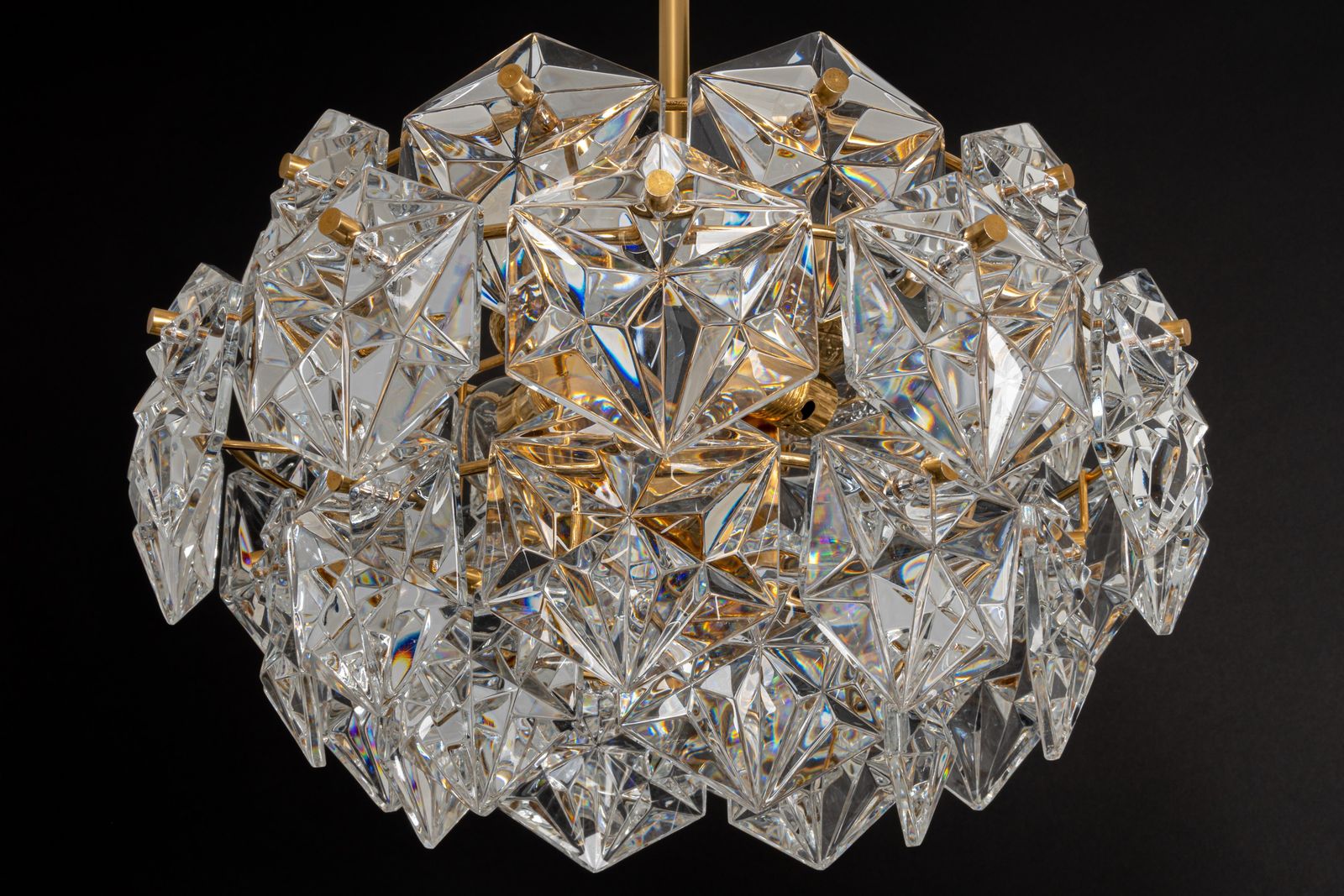 photo vinterior 1 Of 2 Petite Chandeliers, Brass And Crystal Glass By Kinkeldey, Germany, 1970s
