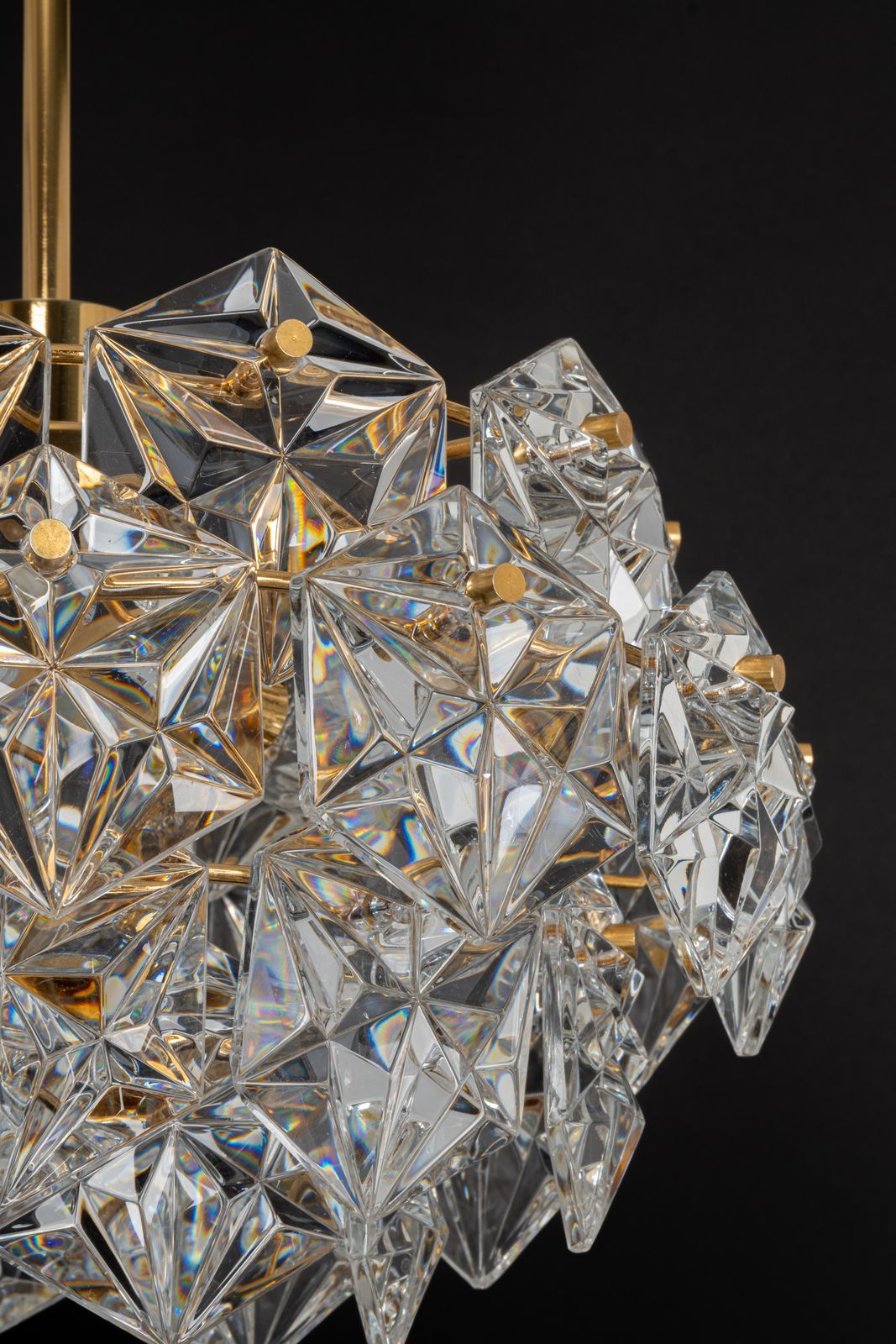 photo buy 1 Of 2 Petite Chandeliers, Brass And Crystal Glass By Kinkeldey, Germany, 1970s
