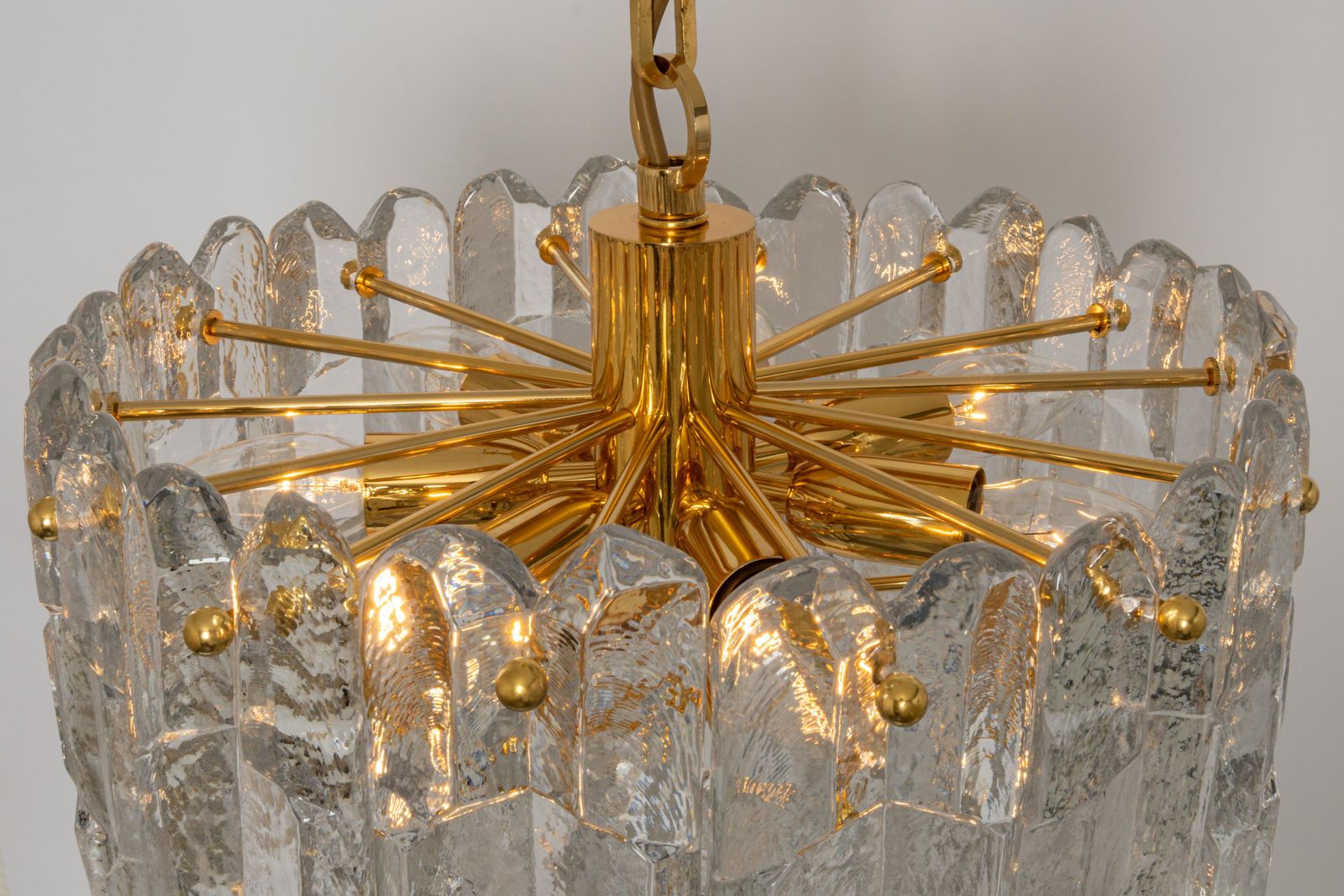 Stunning Gilt Brass, Crystal Glass Light Fixture Palazzo, Kalmar, Austria, 1970 photo buy