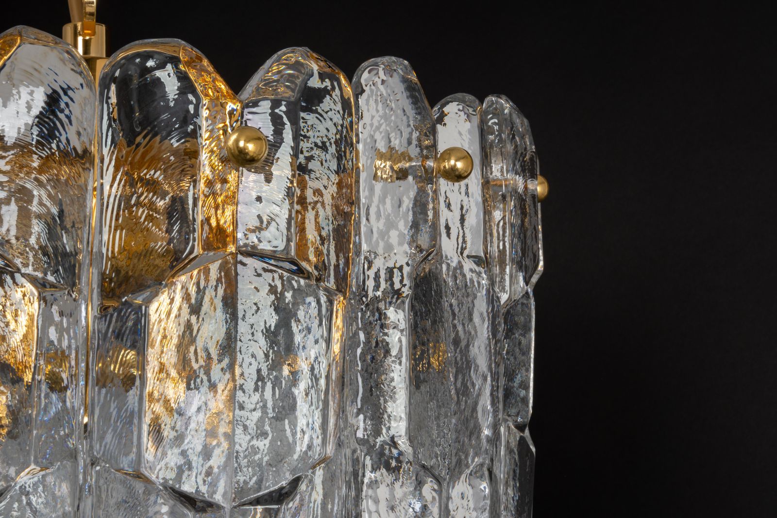 Lighting Stunning Gilt Brass, Crystal Glass Light Fixture Palazzo, Kalmar, Austria, 1970 photo