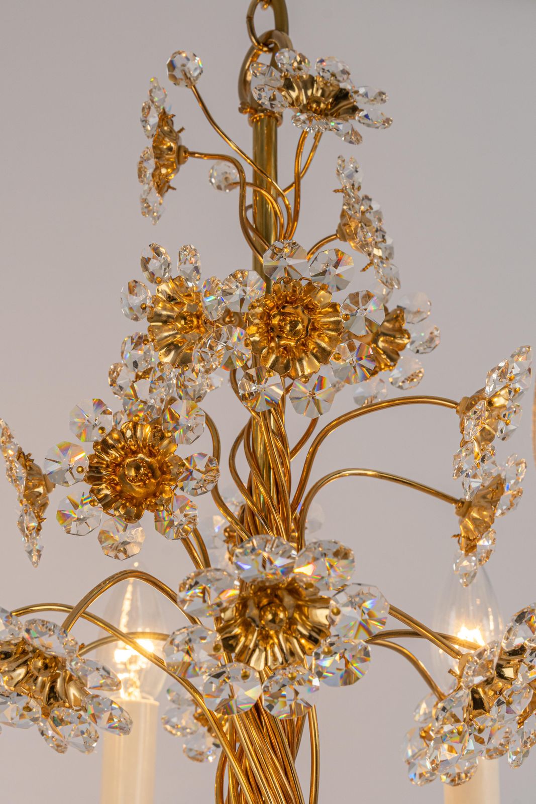 photo buy Large Gilt Brass Flower Shape Chandelier By Palwa, Germany, 1970s