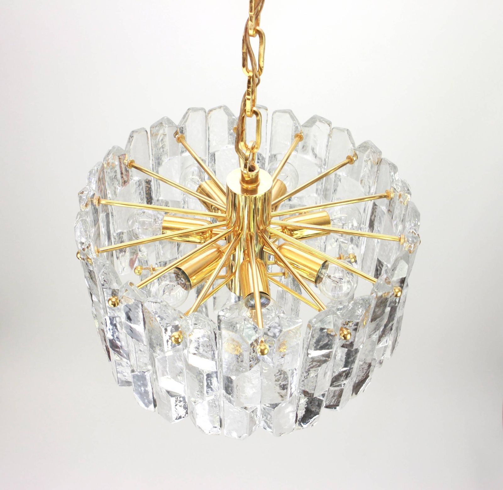 1 Of 2 Gilt Brass, Crystal Glass Light Chandelier Palazzo, Kalmar, Austria, 1970 photo 1805.0