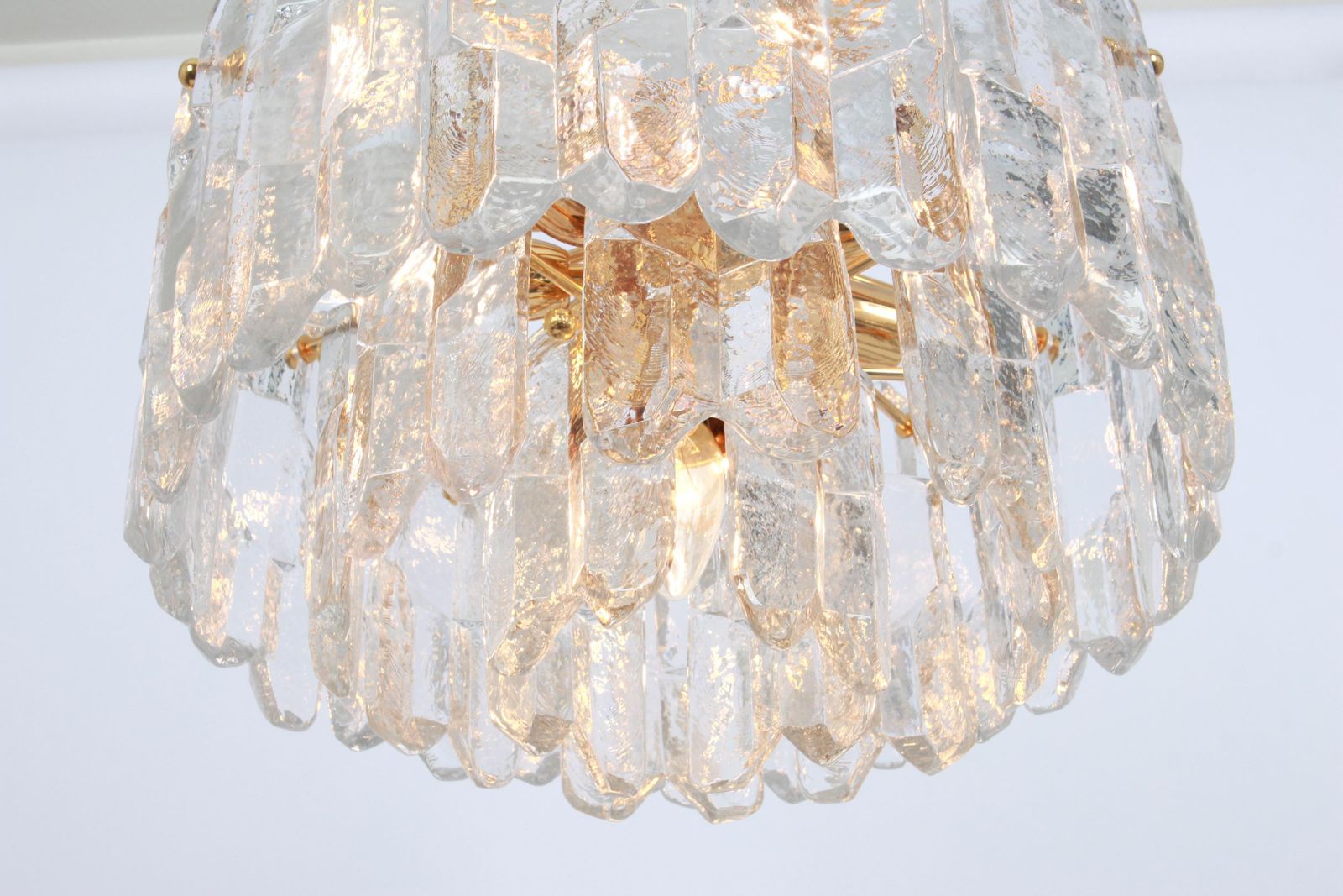 1805.0 1 Of 2 Gilt Brass, Crystal Glass Light Chandelier Palazzo, Kalmar, Austria, 1970 photo