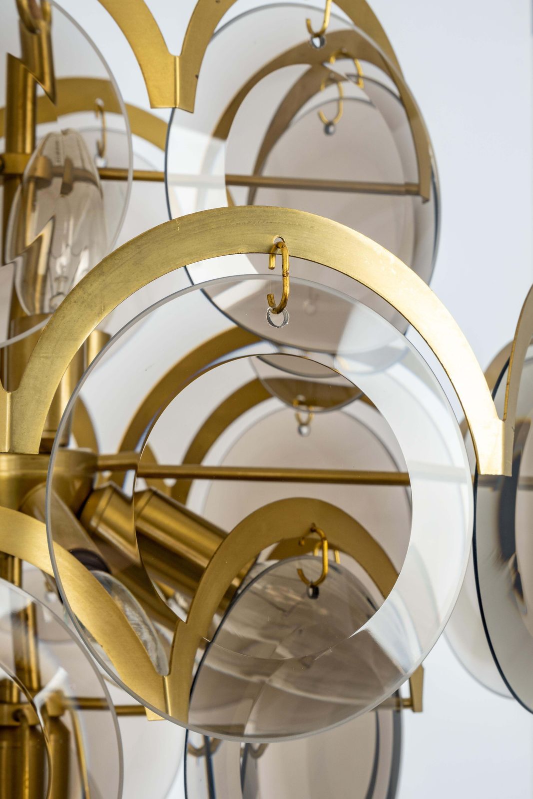 Vistosi Smoked Glass Disc Chandelier, Italy, 1960s photo for sale