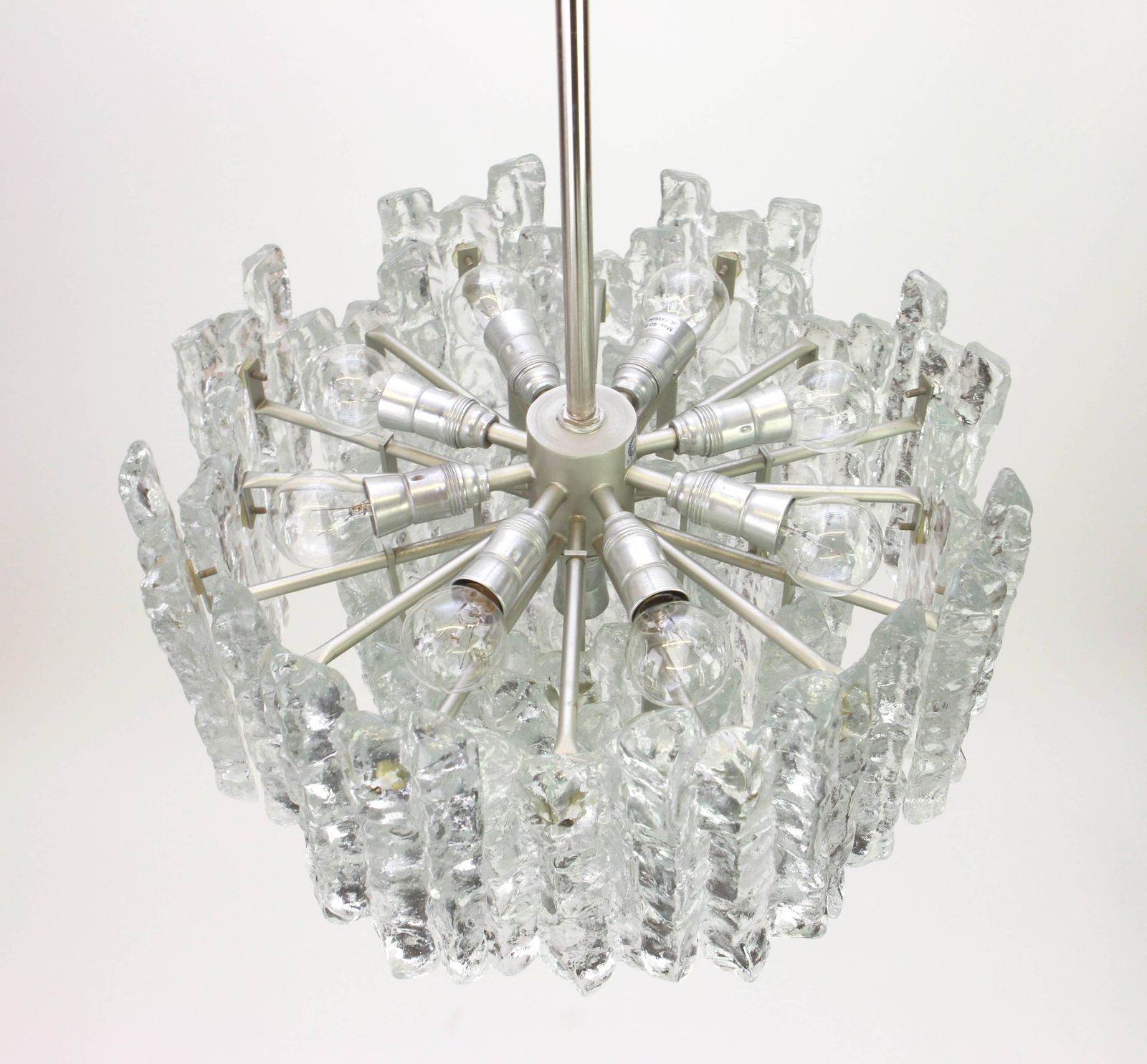 Large Murano Ice Glass Chandelier By Kalmar, Austria, 1960s photo buy