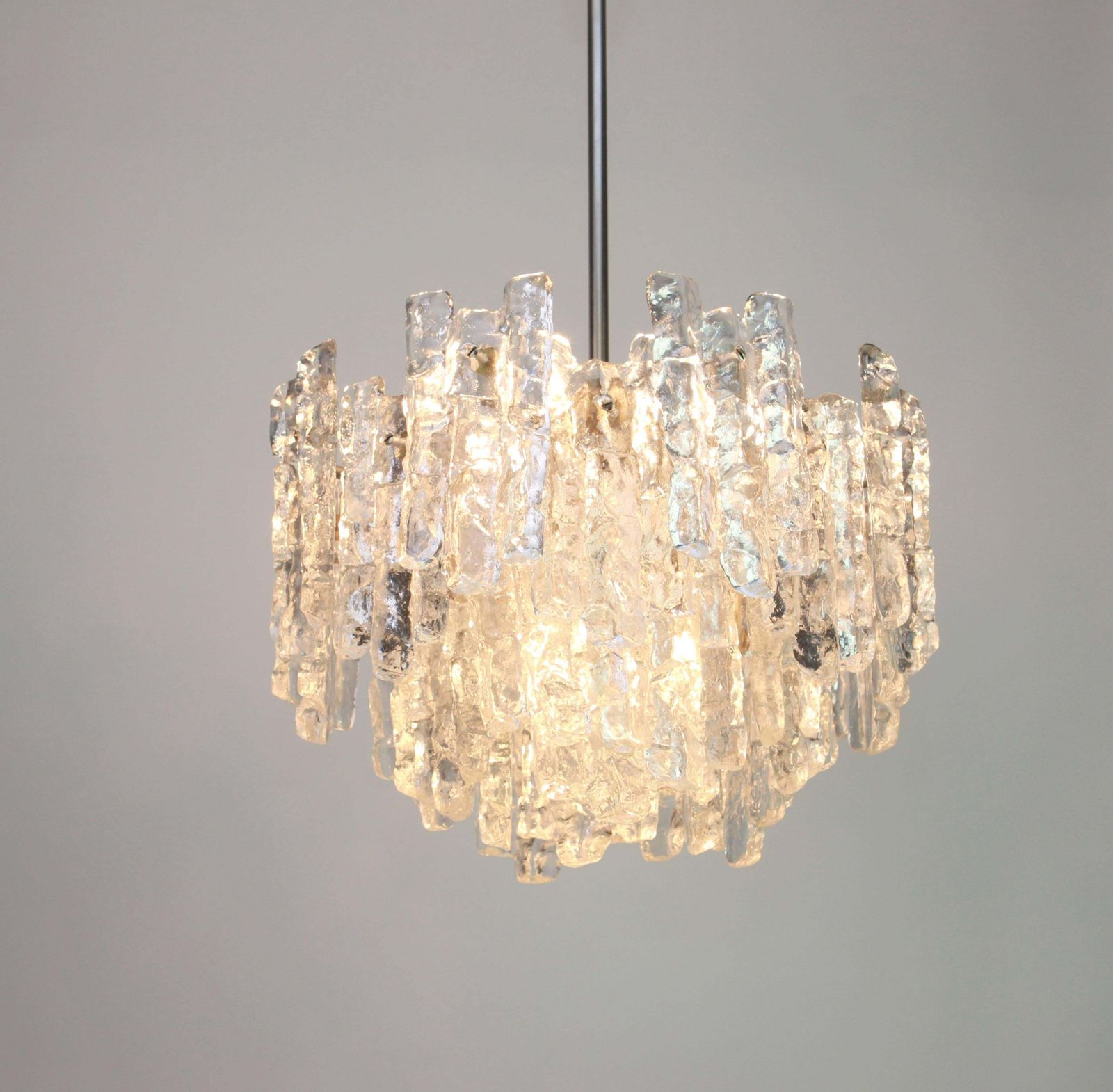 Large Murano Ice Glass Chandelier By Kalmar, Austria, 1960s photo vinterior