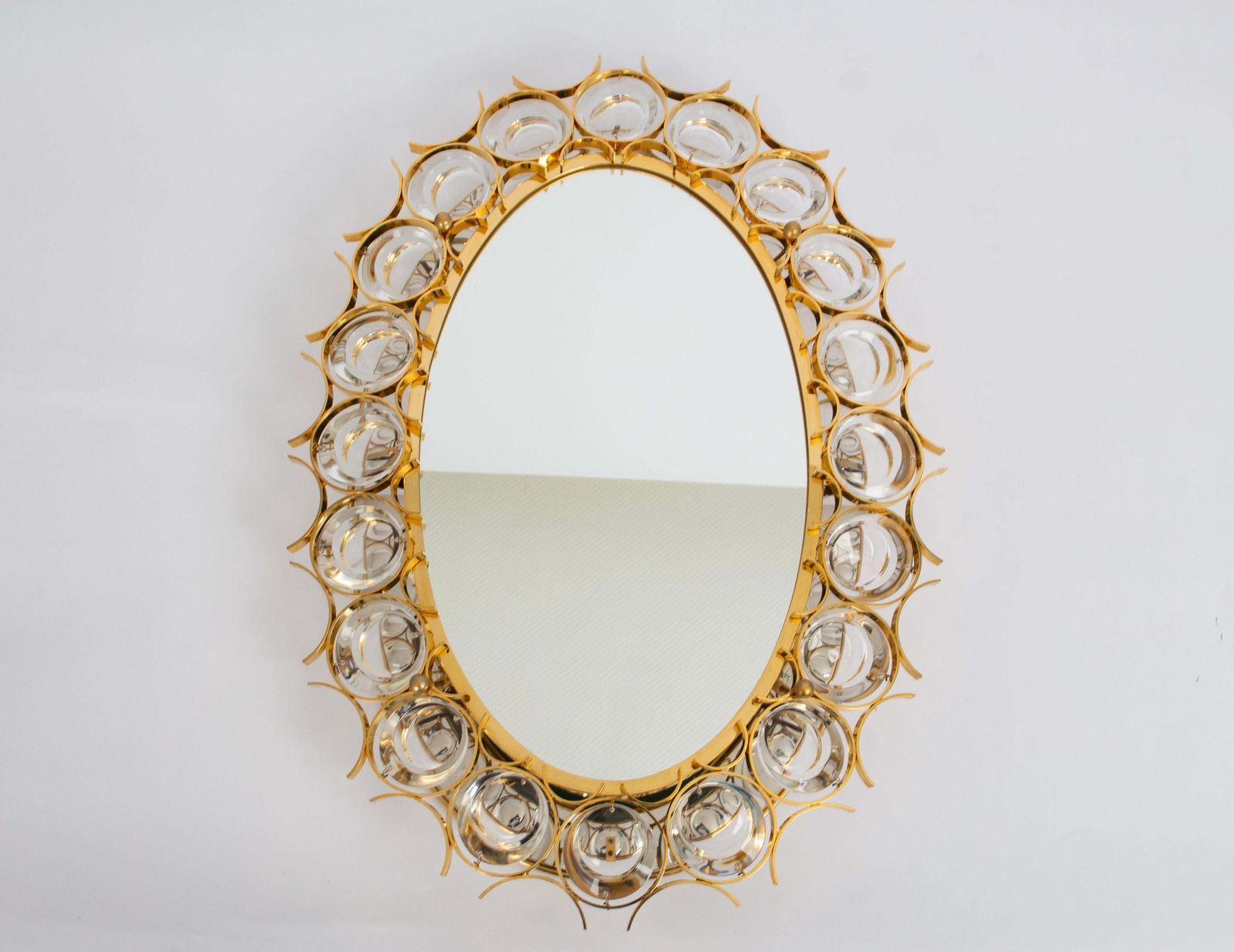 Spectacular Petite Backlit Mirror Gilded Brass, Crystal Glass By Palwa, Germany photo furniture