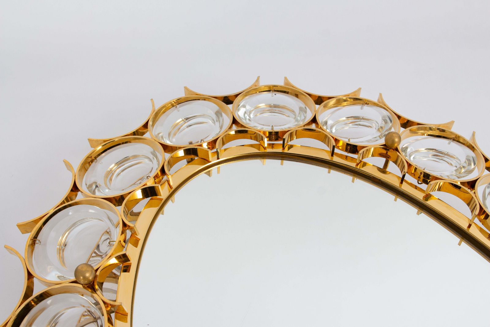 Spectacular Petite Backlit Mirror Gilded Brass, Crystal Glass By Palwa, Germany photo buy