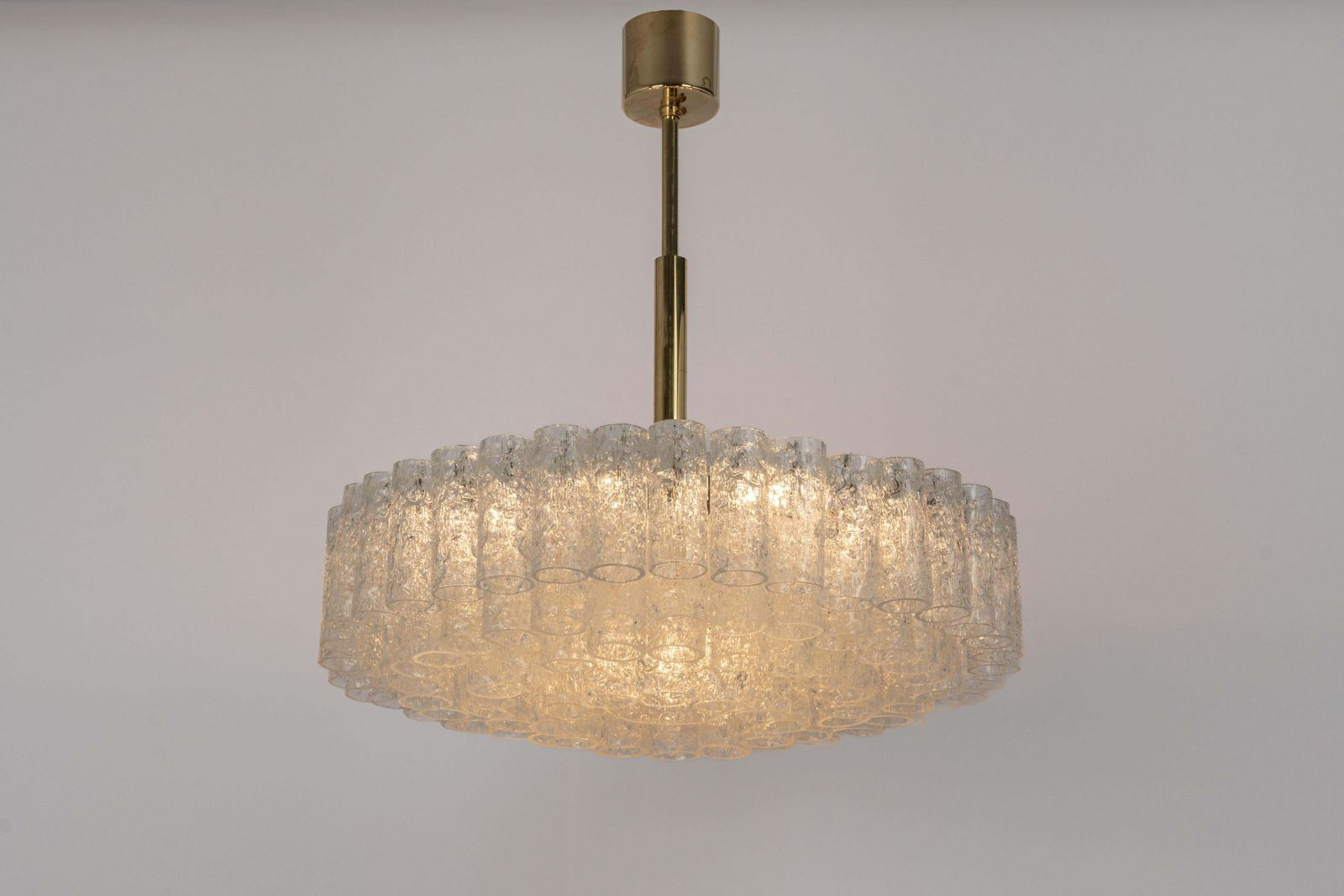 Large Doria Ice Glass Tubes Chandelier, Germany, 1960s photo vintage