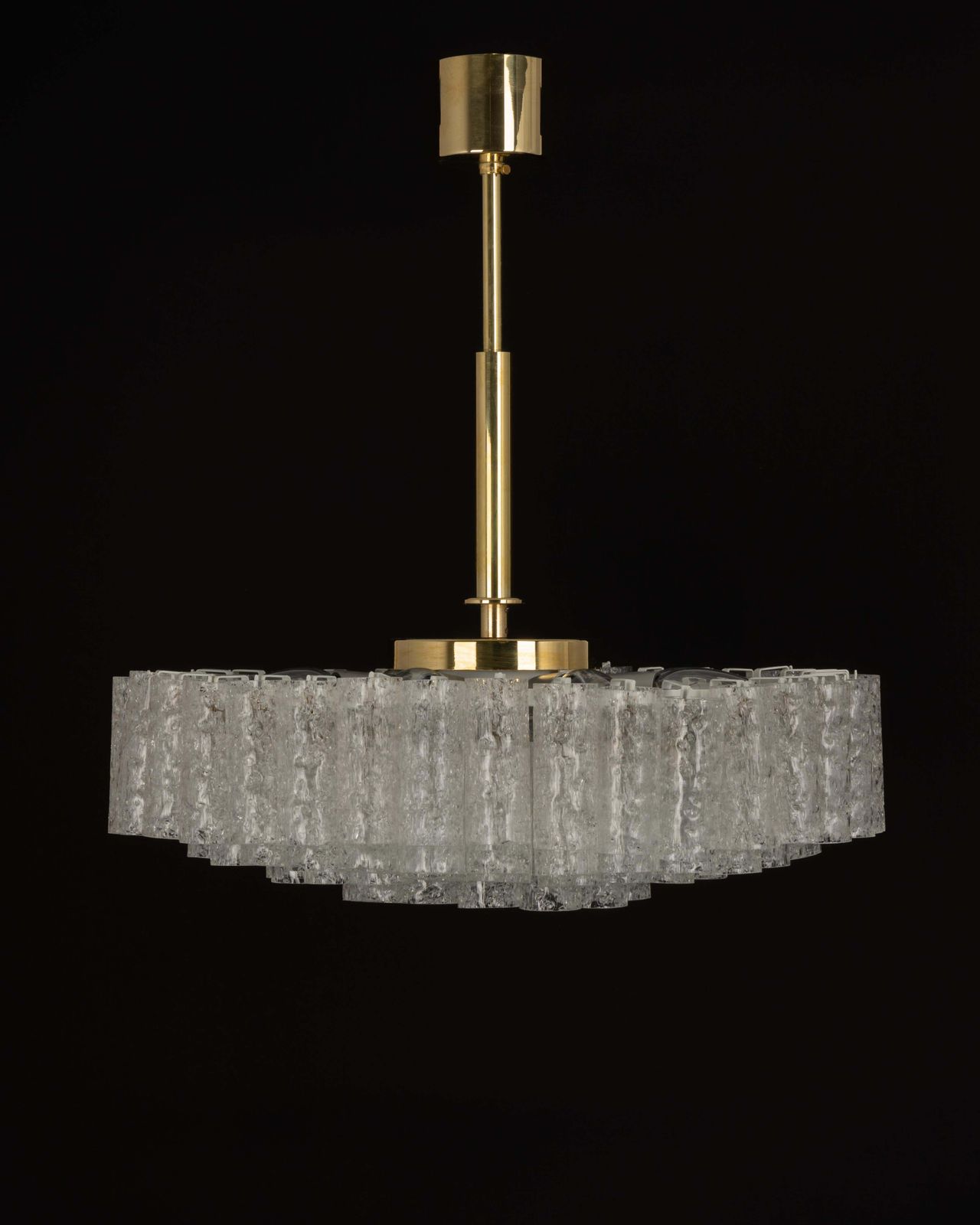 1805.0 Large Doria Ice Glass Tubes Chandelier, Germany, 1960s photo