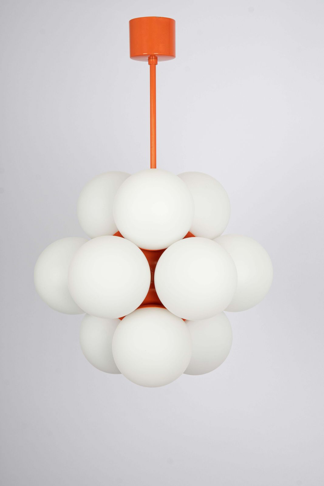 1 Of 2 Sputnik Orange Pendant Light, Opal Glass, Germany, 1970s photo furniture