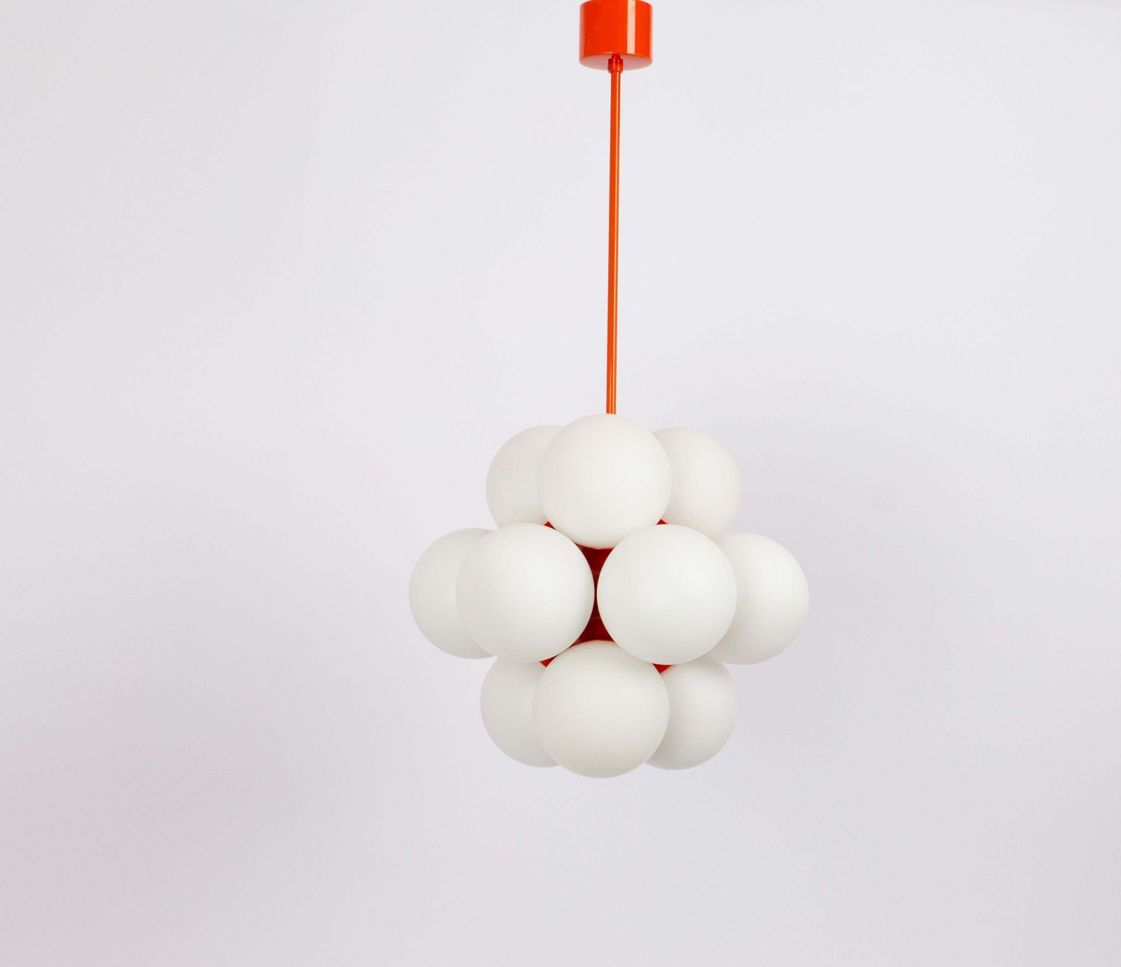 1 Of 2 Sputnik Orange Pendant Light, Opal Glass, Germany, 1970s photo buy