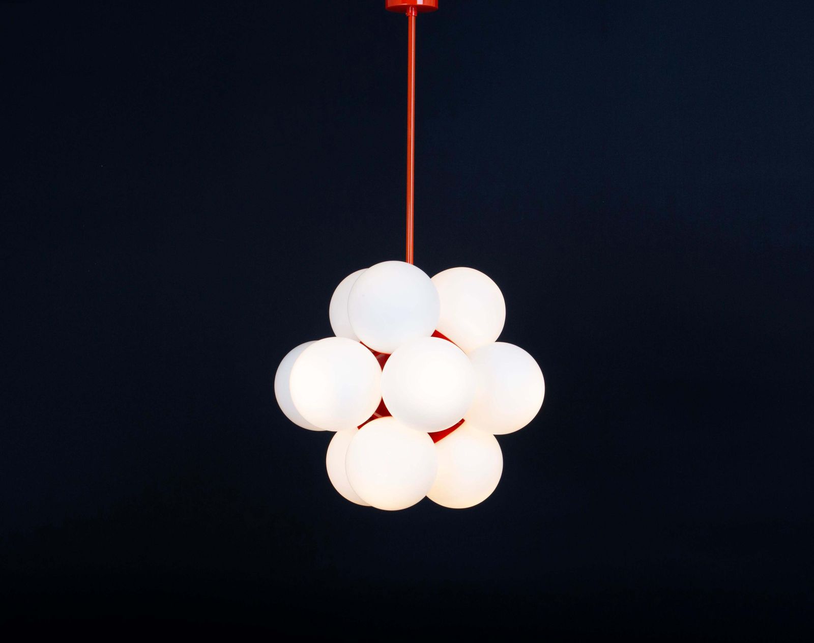 photo furniture 1 Of 2 Sputnik Orange Pendant Light, Opal Glass, Germany, 1970s