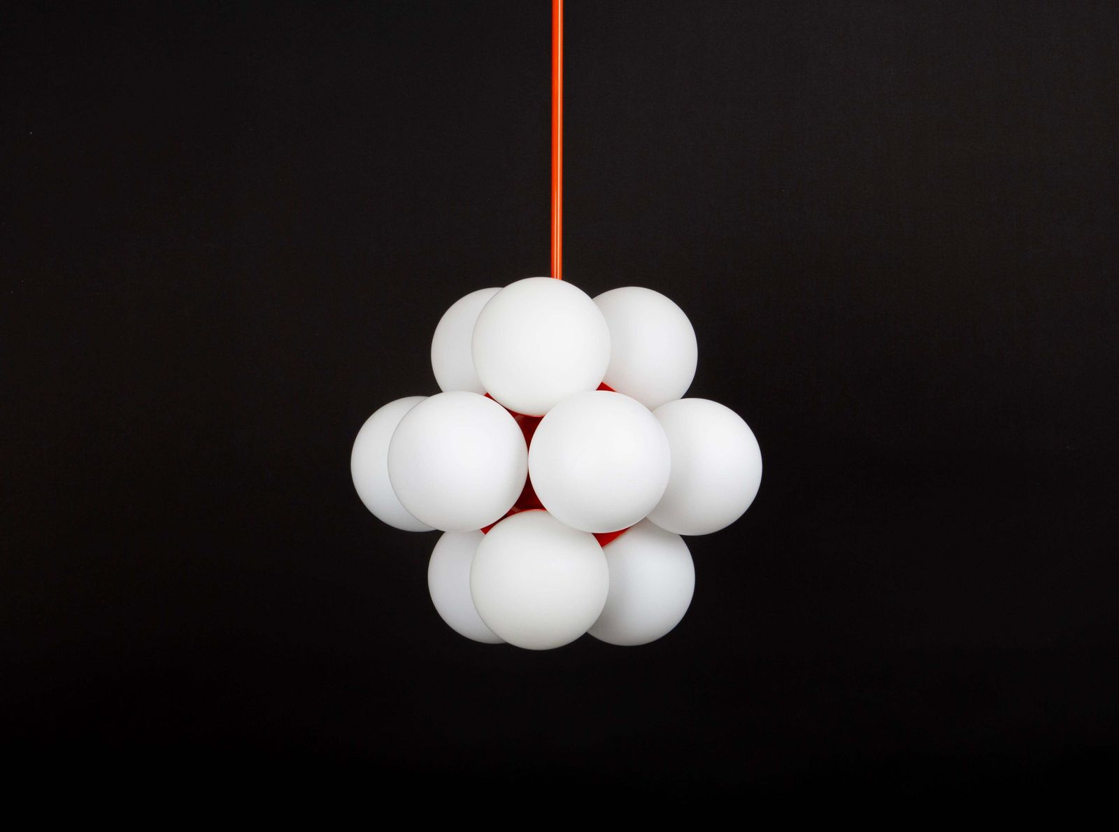 photo for sale 1 Of 2 Sputnik Orange Pendant Light, Opal Glass, Germany, 1970s