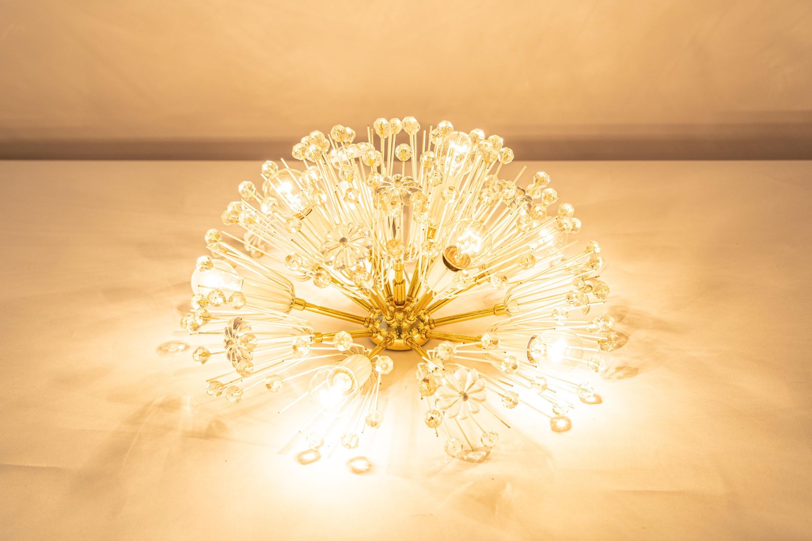 photo furniture 1 Of 3 Starburst Brass And Crystal Flush Mount By Emil Stejnar, Austria, 1960s