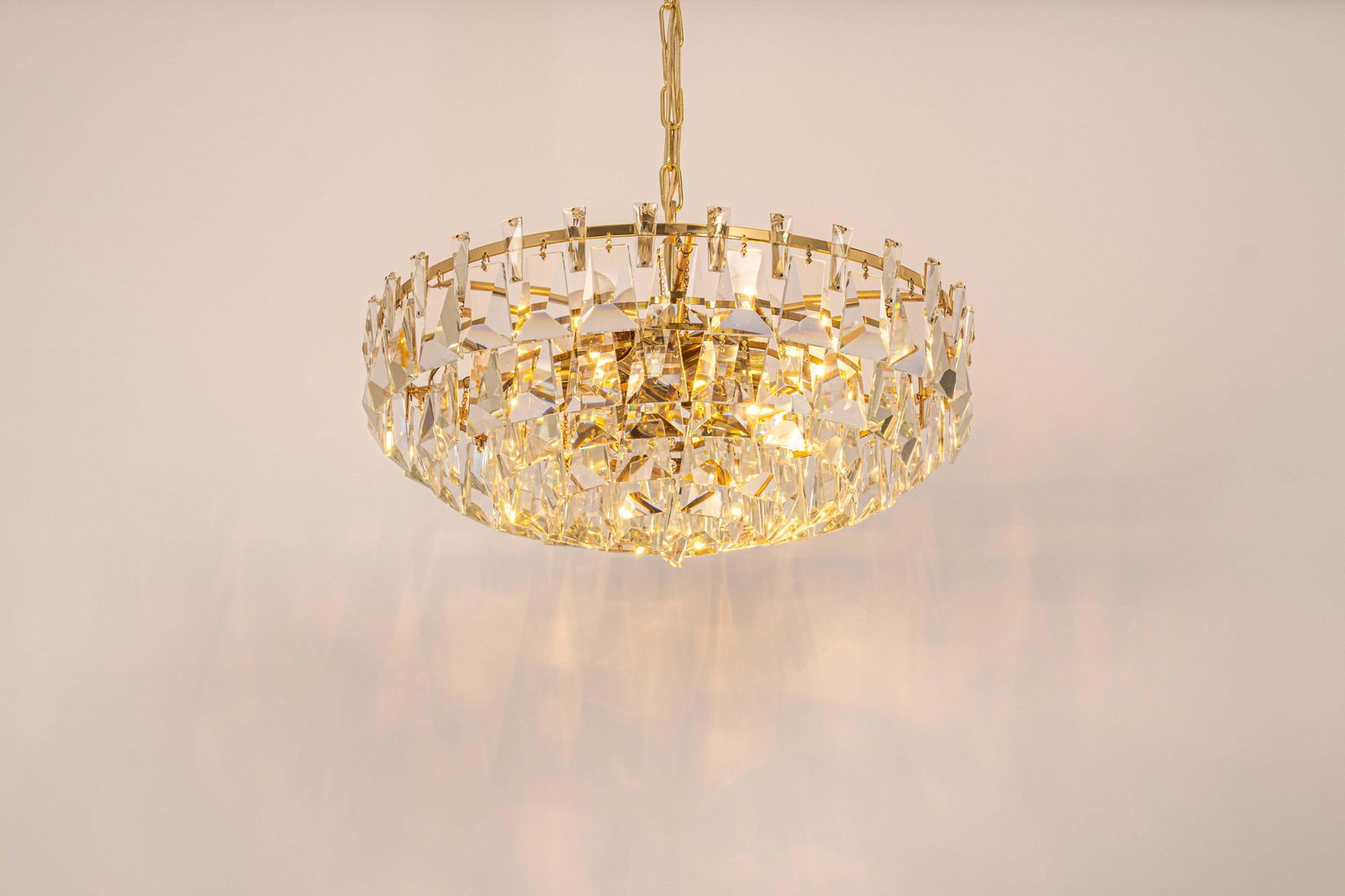 Large Gilt Brass And Crystal Chandelier, By Palwa, Germany, 1970s photo buy