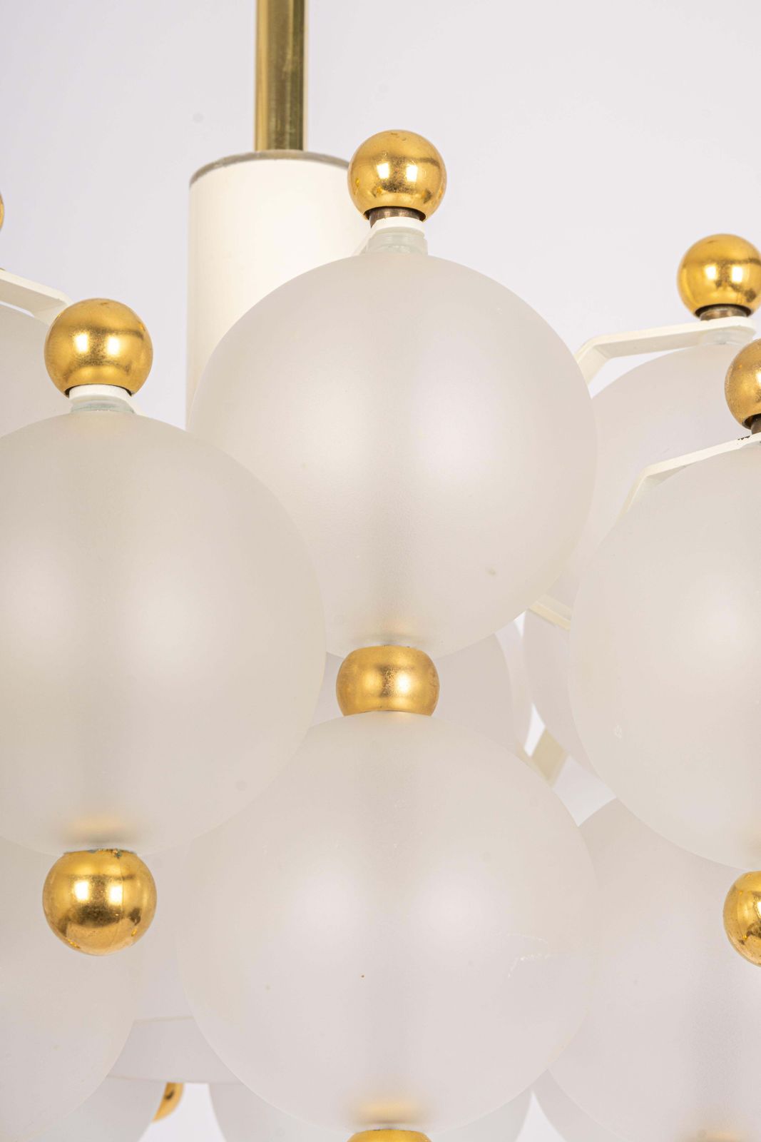 Large Frosted Glass And Brass Chandelier By Kinkeldey, Germany, 1970s photo vintage
