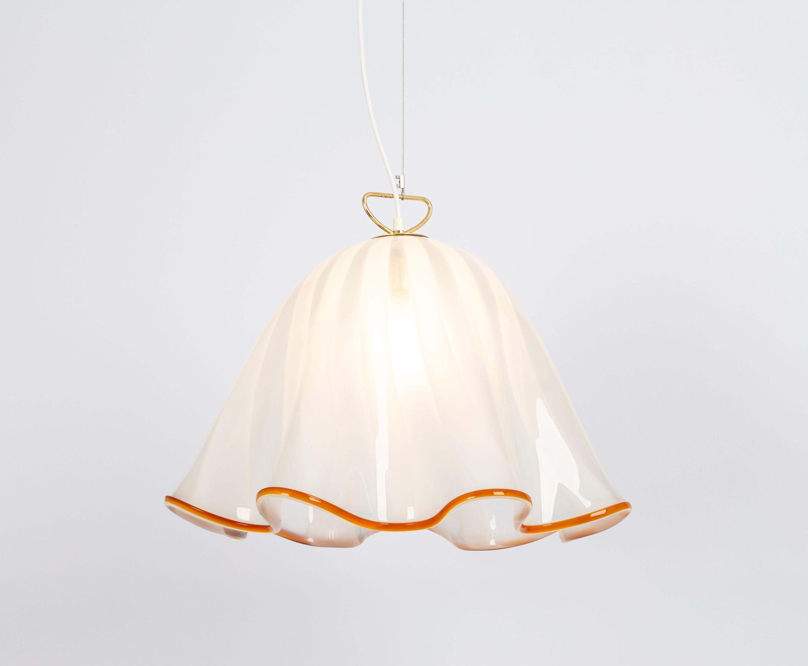 photo furniture Large White Glass Pendant Light By Kalmar Fazzoletto, Austria, 1970s