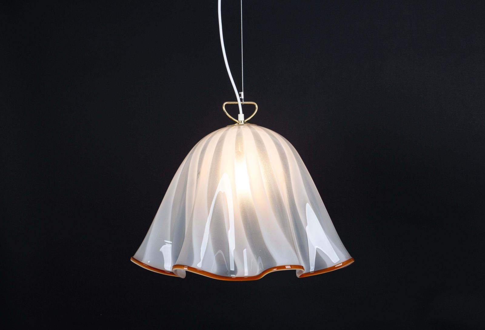 Lighting Large White Glass Pendant Light By Kalmar Fazzoletto, Austria, 1970s photo