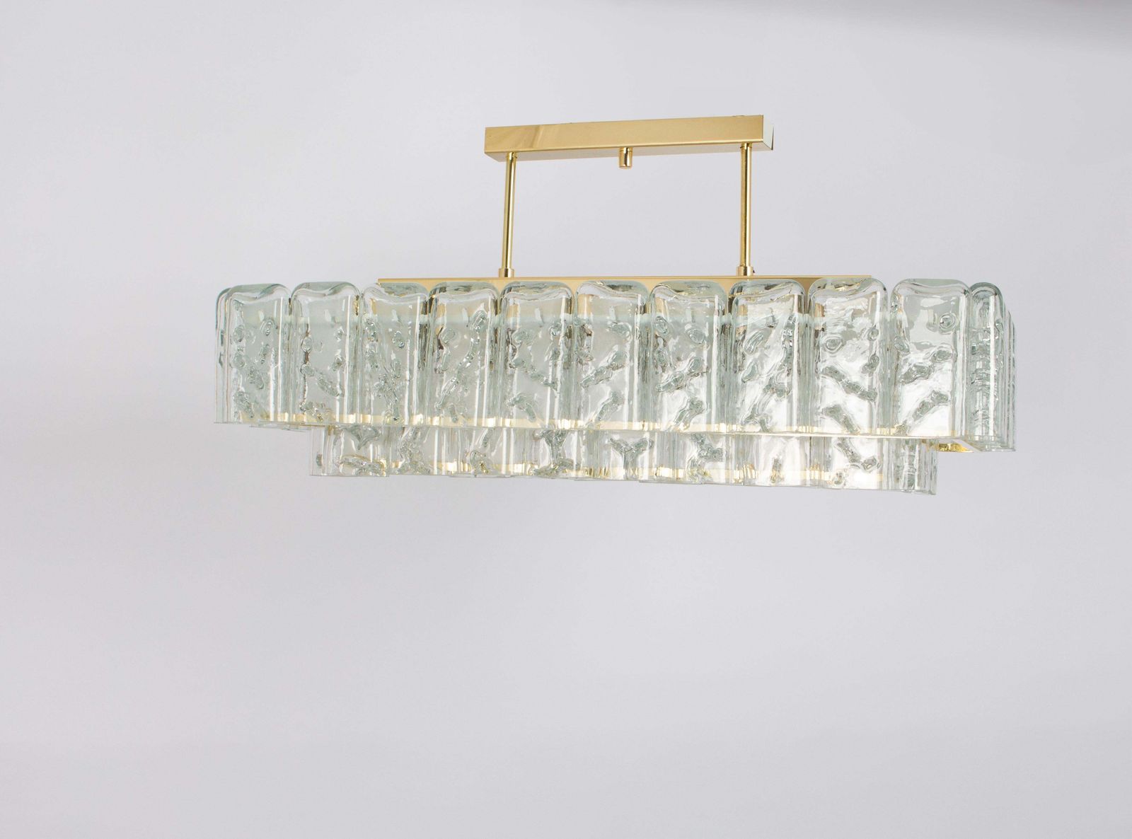 Large Doria Ice Glass Tubes Chandelier, Germany, 1960s photo for sale