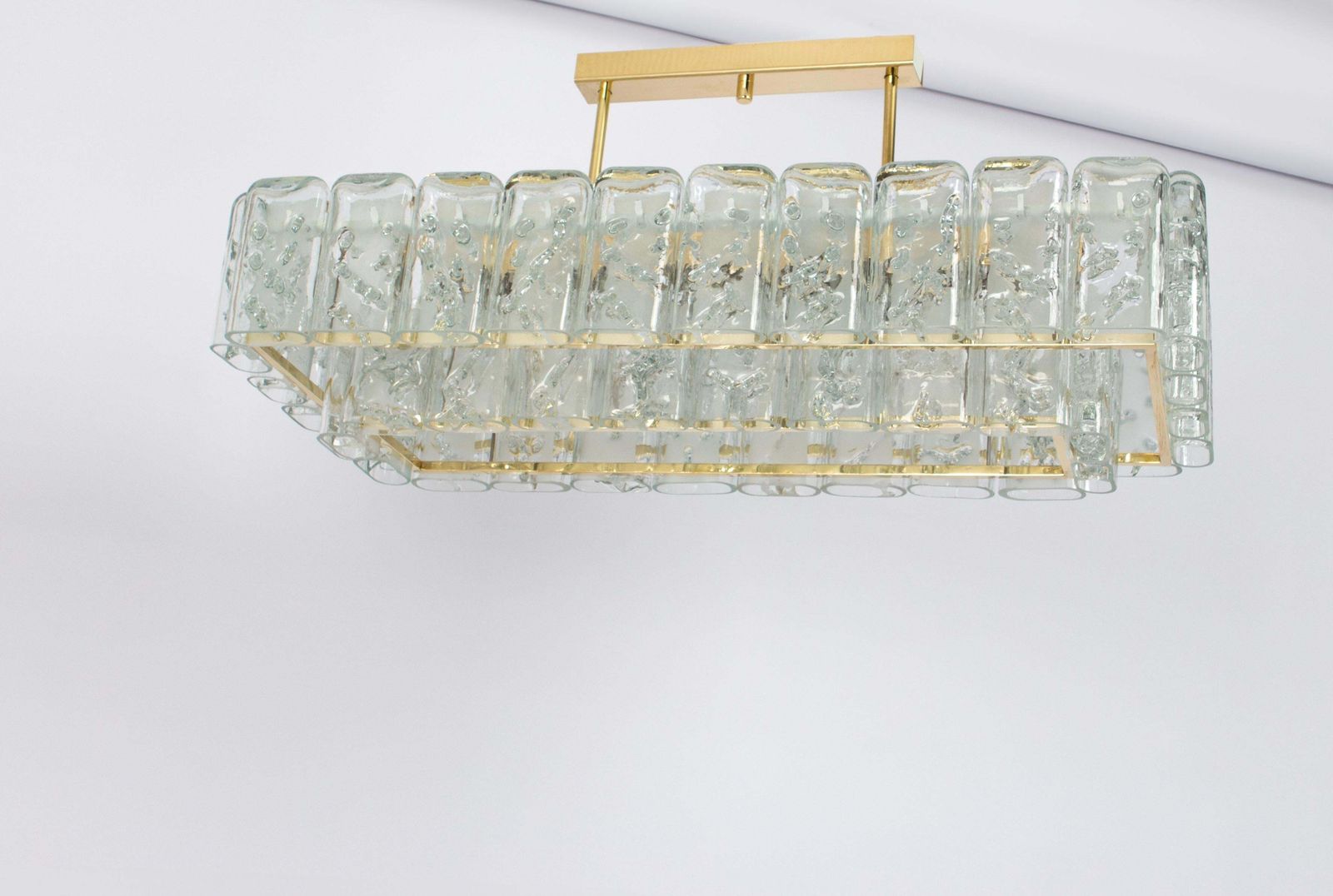 Large Doria Ice Glass Tubes Chandelier, Germany, 1960s photo vinterior