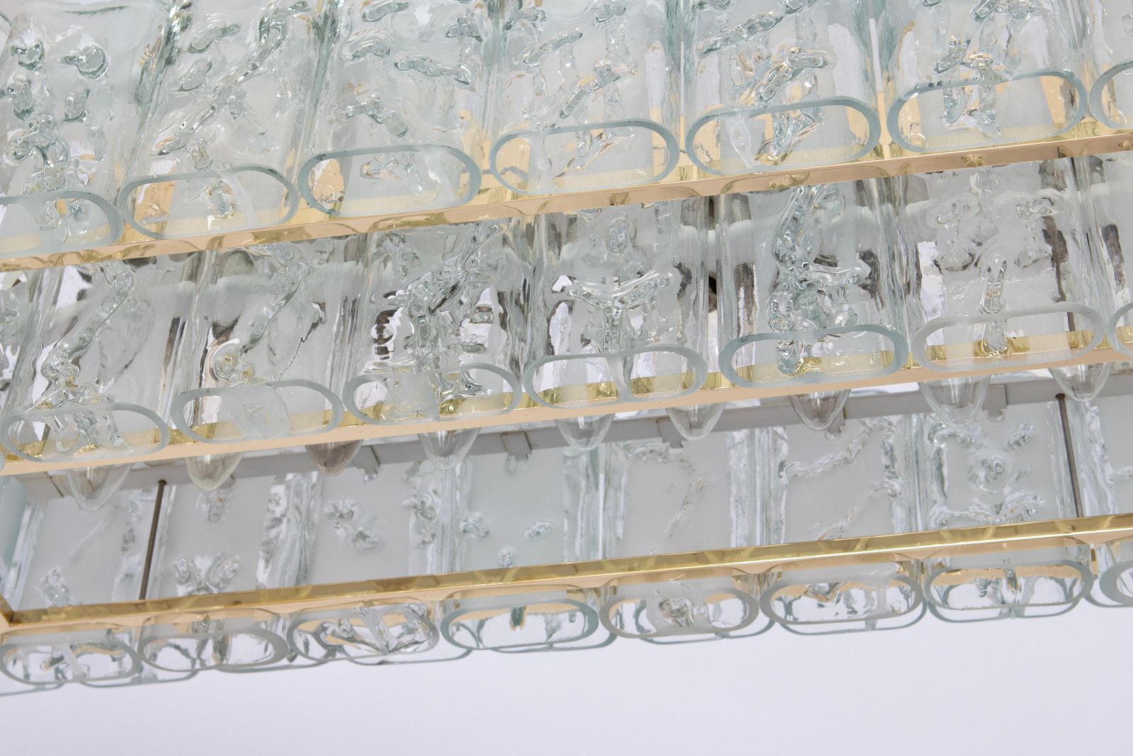 Large Doria Ice Glass Tubes Chandelier, Germany, 1960s photo vintage
