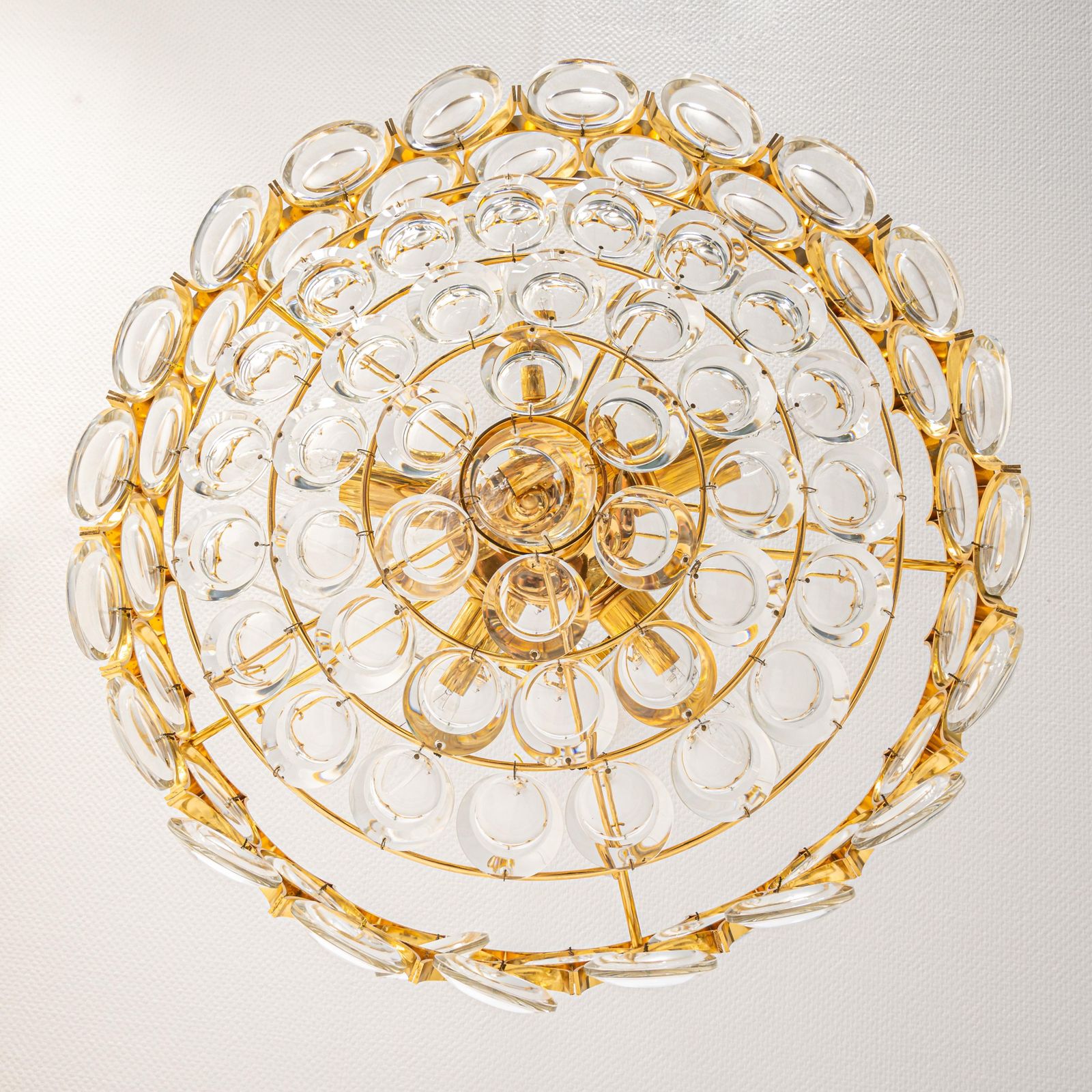 Brass And Crystal Chandelier, Sciolari Design By Palwa, Germany, 1970s photo vintage