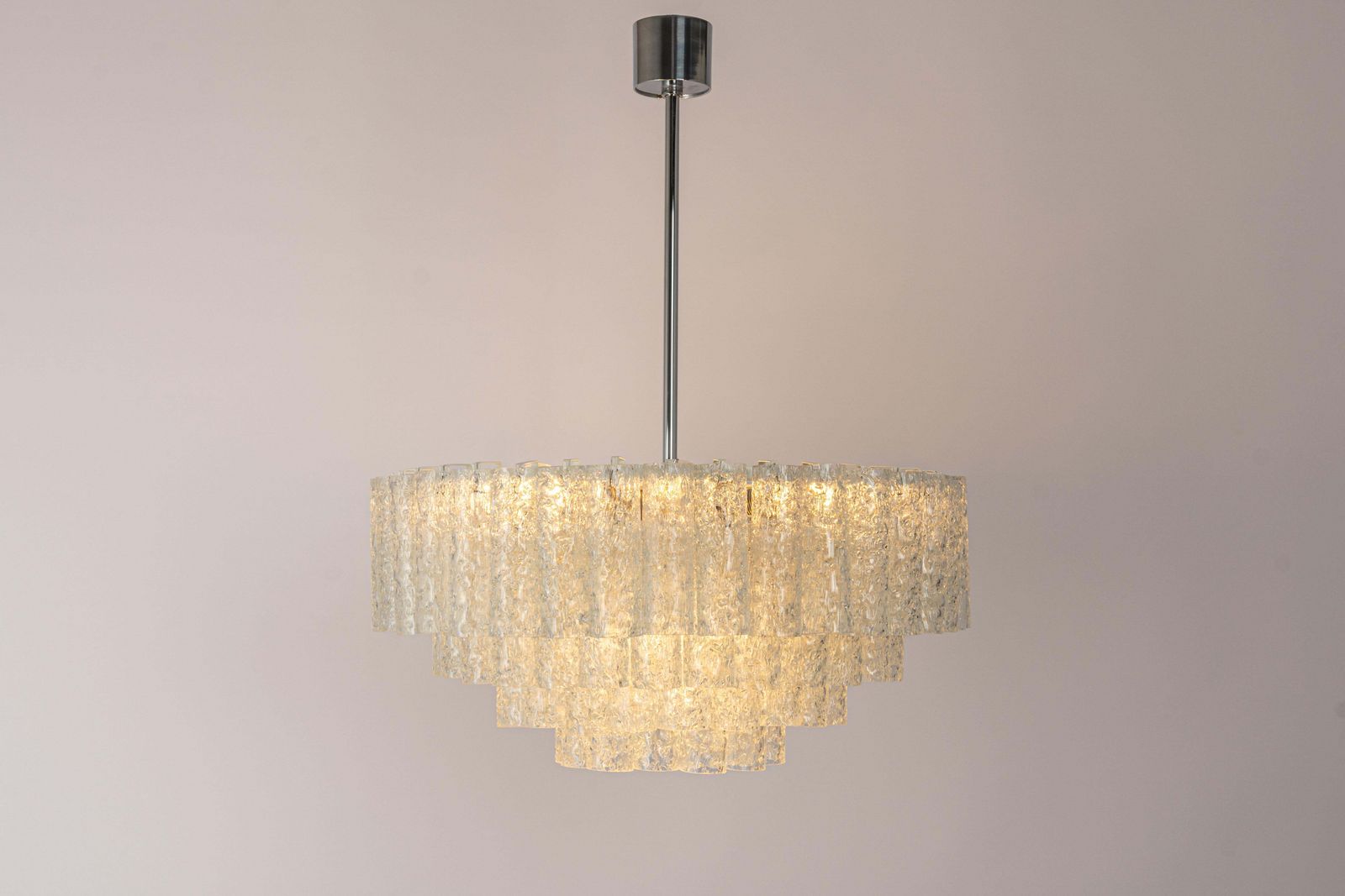 1 Of 3 Large Doria Ice Glass Tubes Chandelier, Germany, 1960s photo vinterior