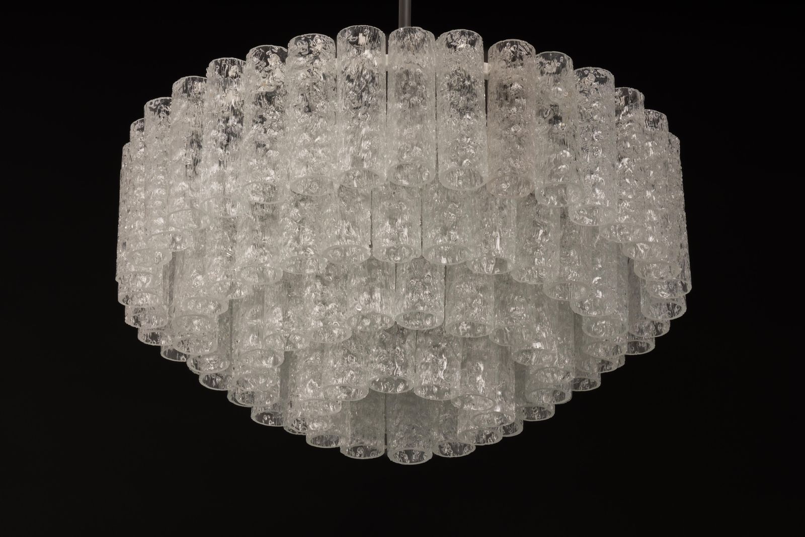 photo for sale 1 Of 3 Large Doria Ice Glass Tubes Chandelier, Germany, 1960s