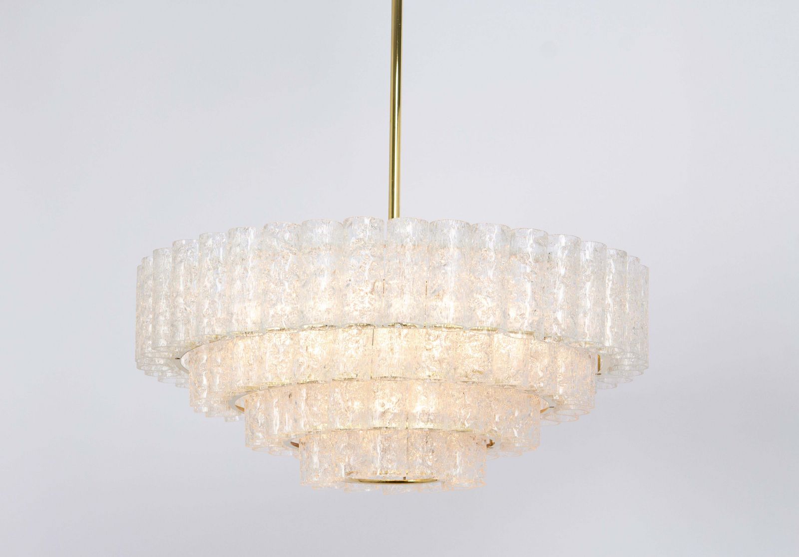 1 Of 5 Large Mid Century Doria Chandelier Ice Glass, 1960s, Germany photo for sale