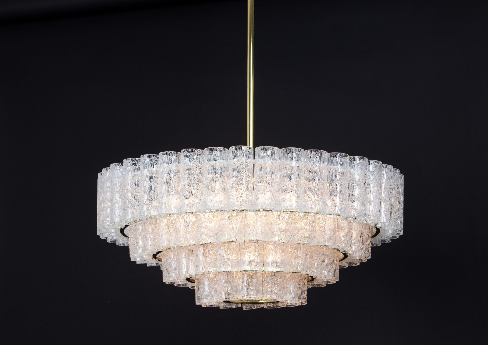 Lighting 1 Of 5 Large Mid Century Doria Chandelier Ice Glass, 1960s, Germany photo