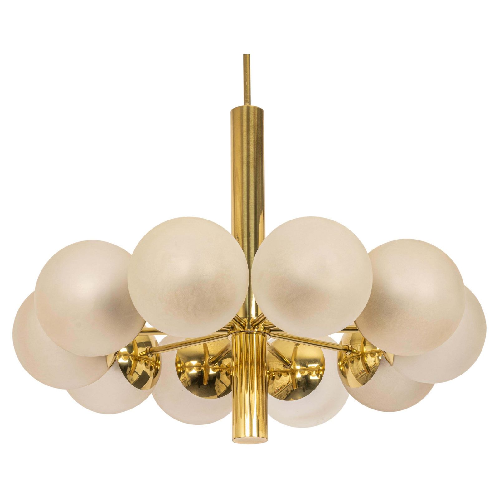 Large Stunning Kaiser Sputnik Glass Globes Chandelier, Germany, 1970s