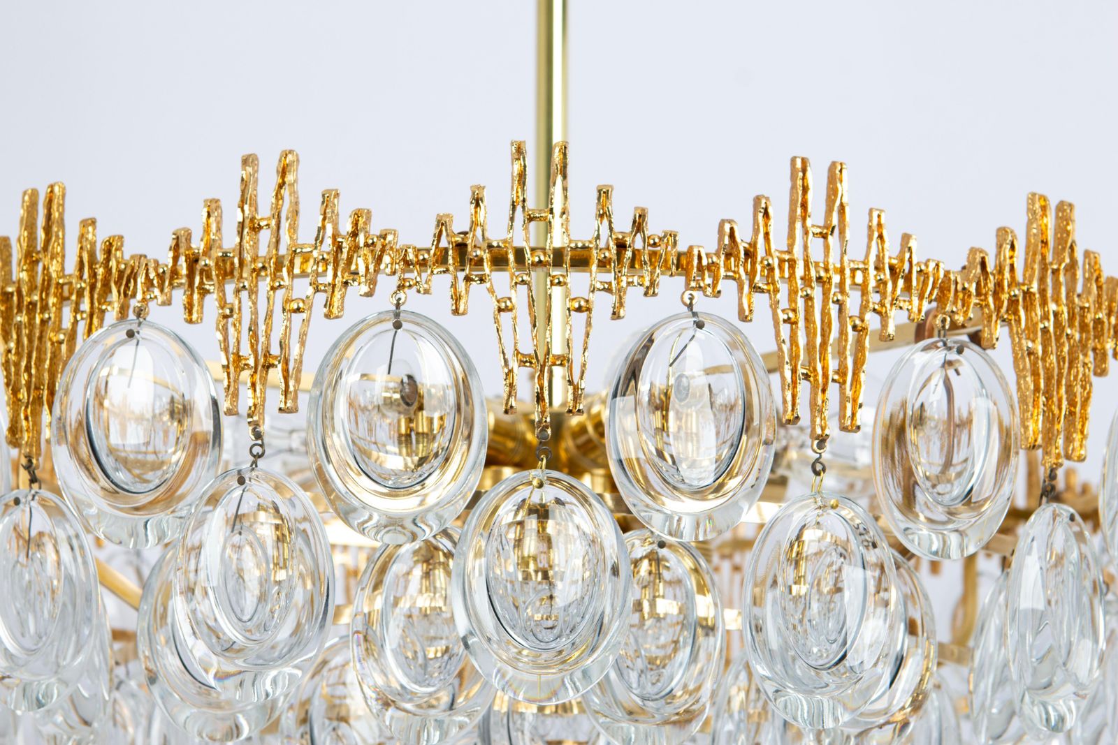 Stunning Large Brass And Crystal Chandelier, By Palwa, Germany, 1970s photo Lighting