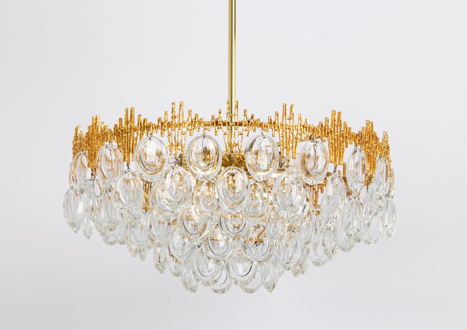 Stunning Large Brass And Crystal Chandelier, By Palwa, Germany, 1970s photo 2063.0
