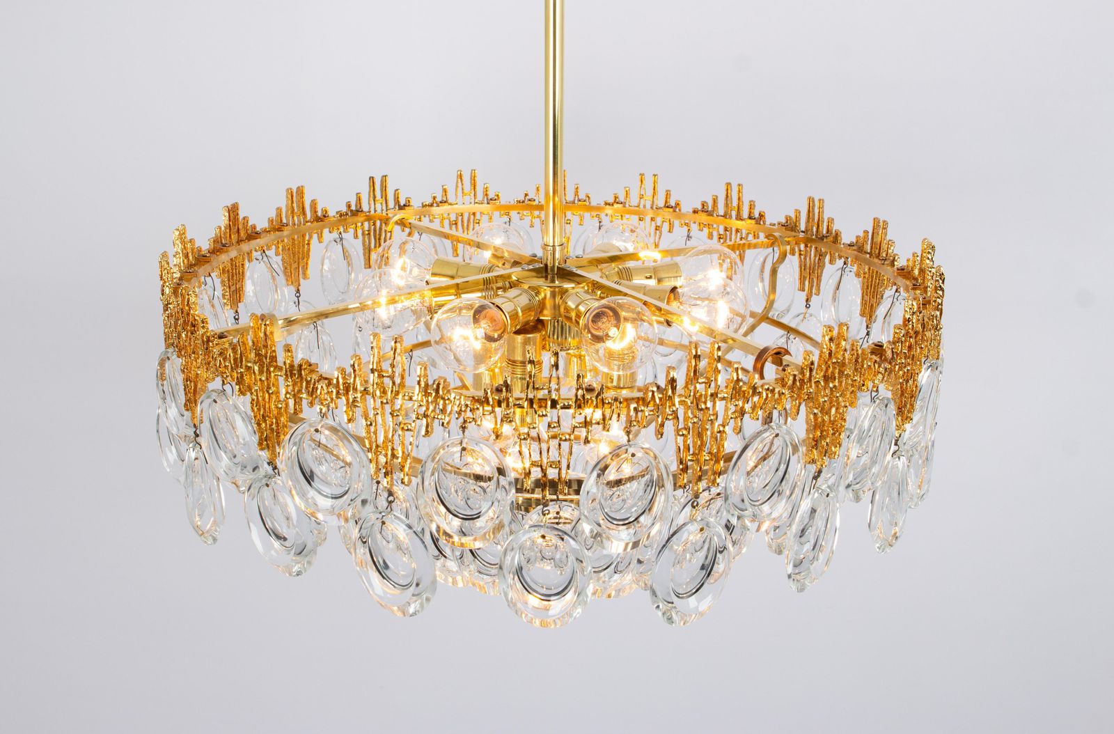 Stunning Large Brass And Crystal Chandelier, By Palwa, Germany, 1970s photo buy