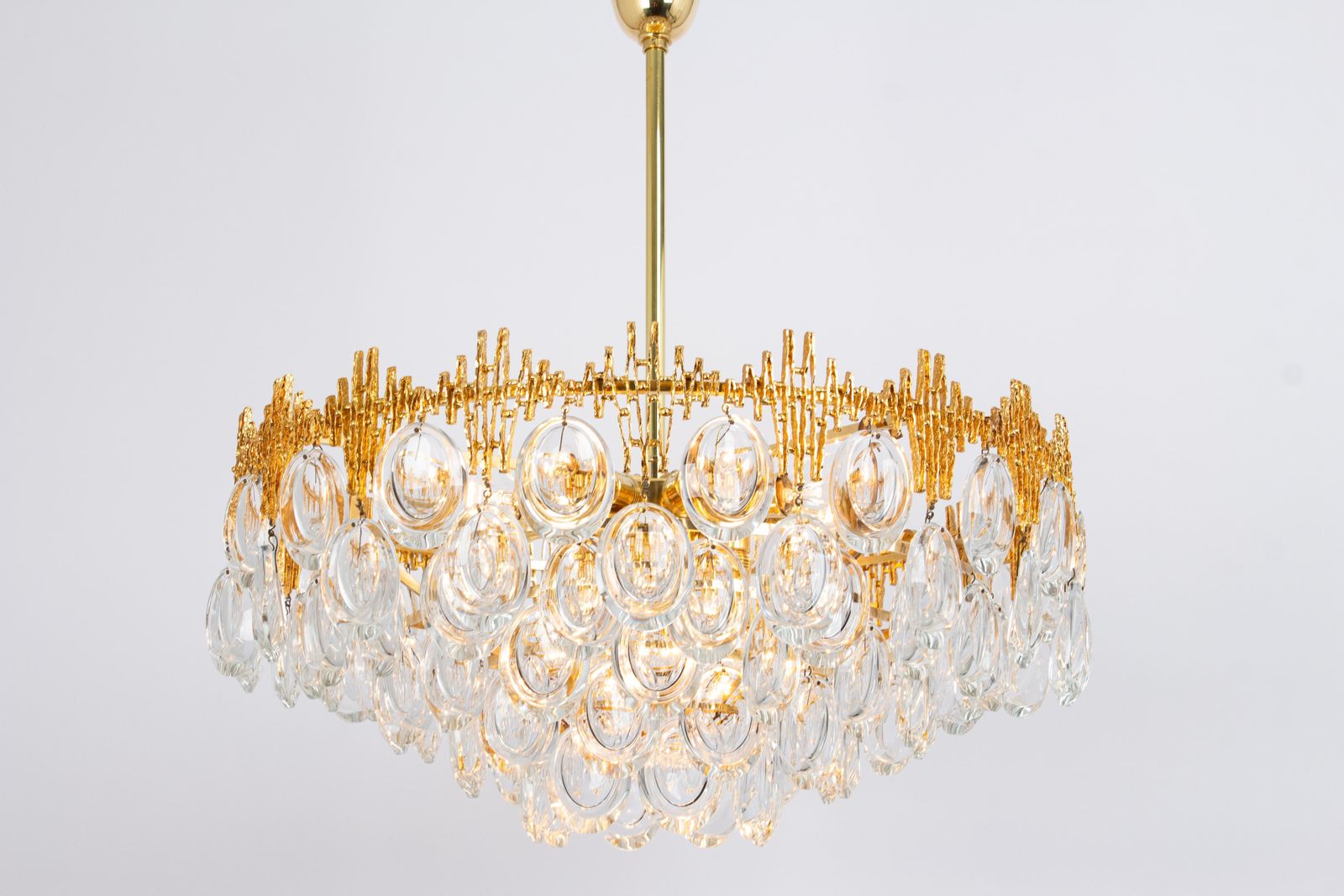 photo for sale Stunning Large Brass And Crystal Chandelier, By Palwa, Germany, 1970s