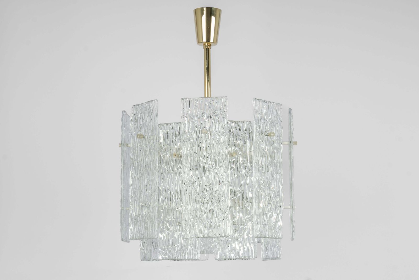 photo for sale Large Murano Ice Glass Chandelier By Kalmar, Austria, 1960s
